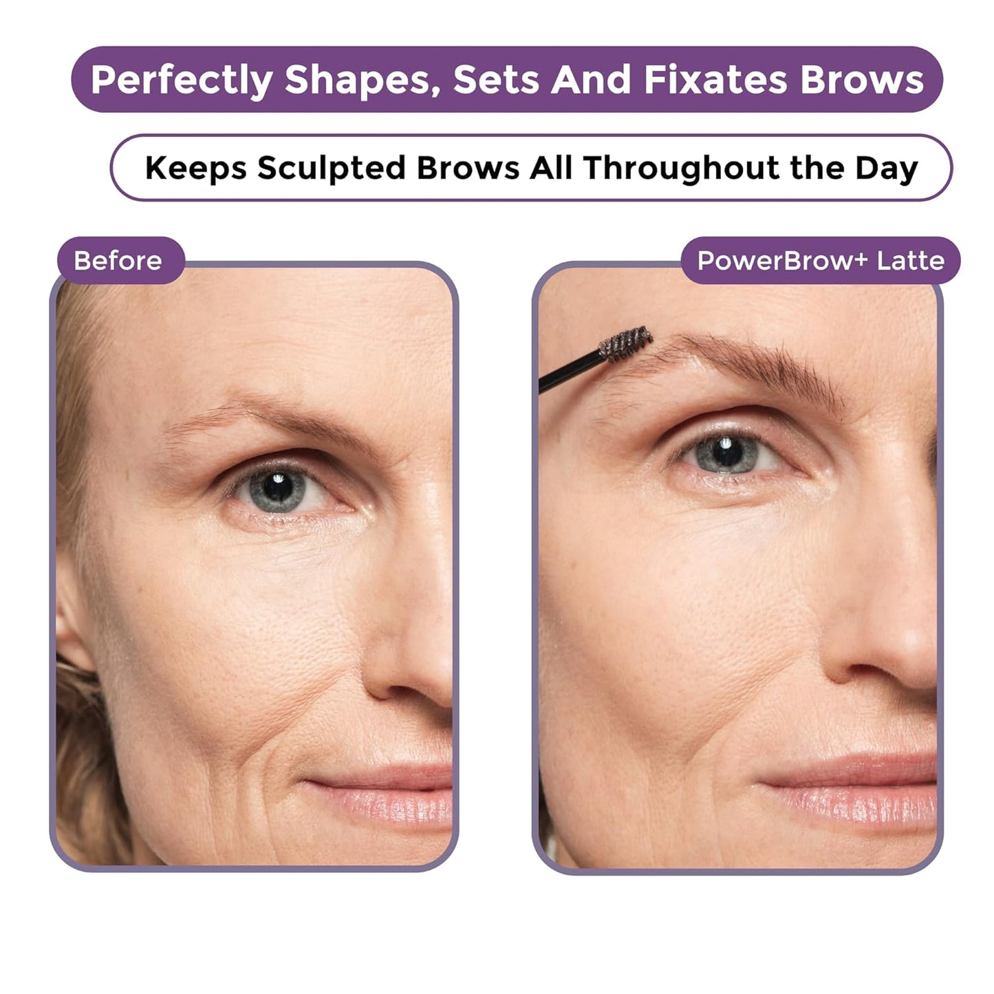 PowerBrow+ Tinted Eyebrow Gel For Older Women - Defines, Fills, Thickens Brows - 2-in-1 Formula - Natural Color, Quick Fixing, Long-Lasting - Hypoallergenic Dark Brown (Espresso)