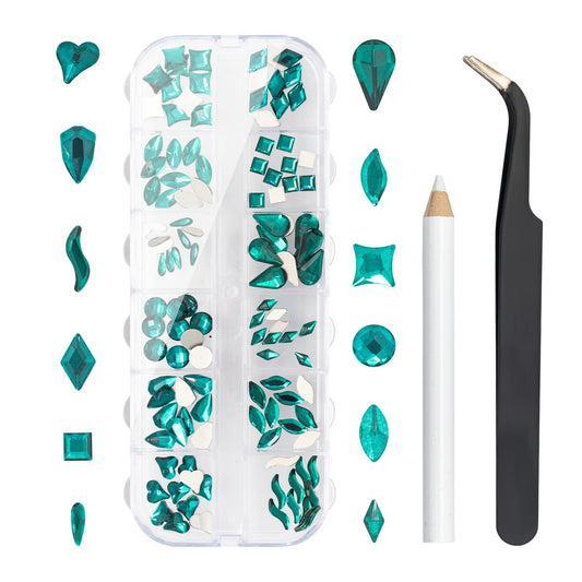 Flatback Crystal Rhinestones - 120 Pcs Multi Shapes Glass Nail Art Decorations for Acrylic Nails DIY Design