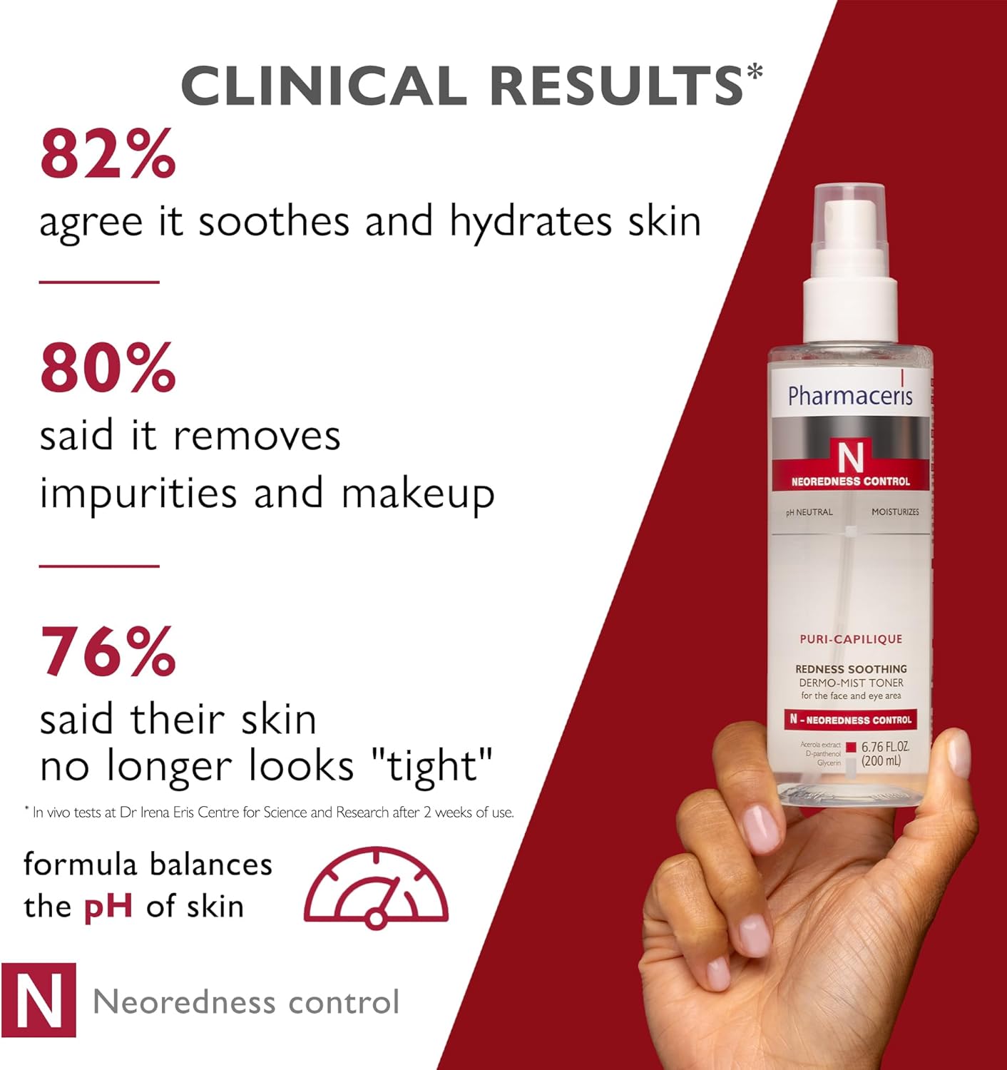 Redness Soothing Mist Toner, Facial Toner, Face Mist, Helps Soothe Redness, Hydrate, Even Skin Tone, for Sensitive & Red Skin, Alcohol-Free, pH Balanced Face Toner, Puri-CAPILIQUE