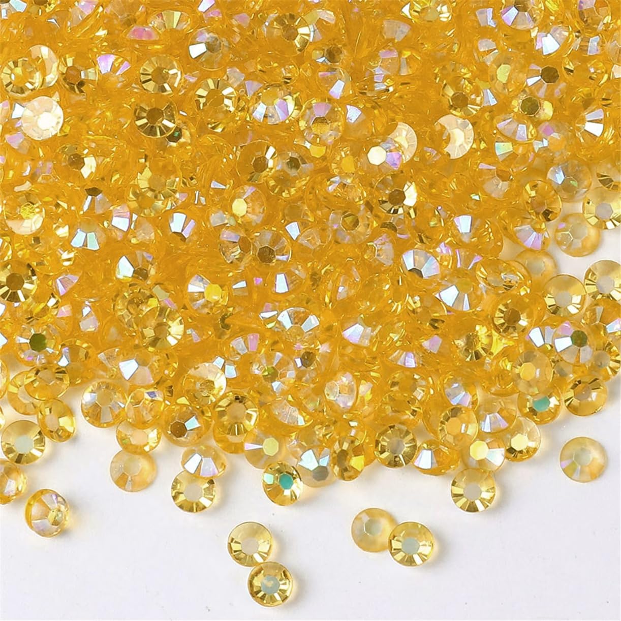 3000 Pieces SS12 3mm Flatback Rhinestones AB Clear Round Gems Crystals for Nail Art DIY Crafts Clothes Shoes Bags （Transparent Golden Yellow AB）