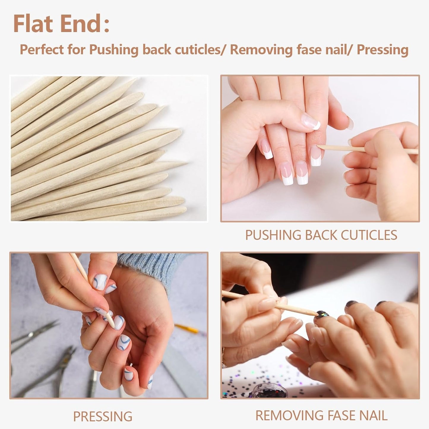 180PCS Orange Sticks for Nails in a Case - 4.5 inch Double Sided Wooden Cuticle Pusher Sticks for Nail Art, Manicure & Pedicure - Wood Sticks for Waxing