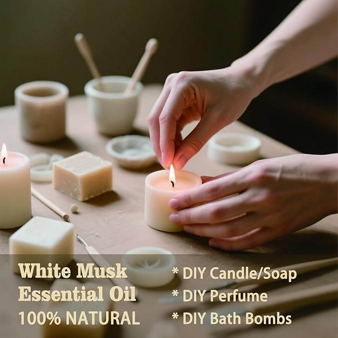 White Musk Fragrance Oil-White Musk Essential Oil 4.33oz (130ml)-100% Pure Natural Scent for Diffusers, Candles, Soap Making & Aromatherapy-Relaxing Home & Gift Essential Oil for Bath, Massage