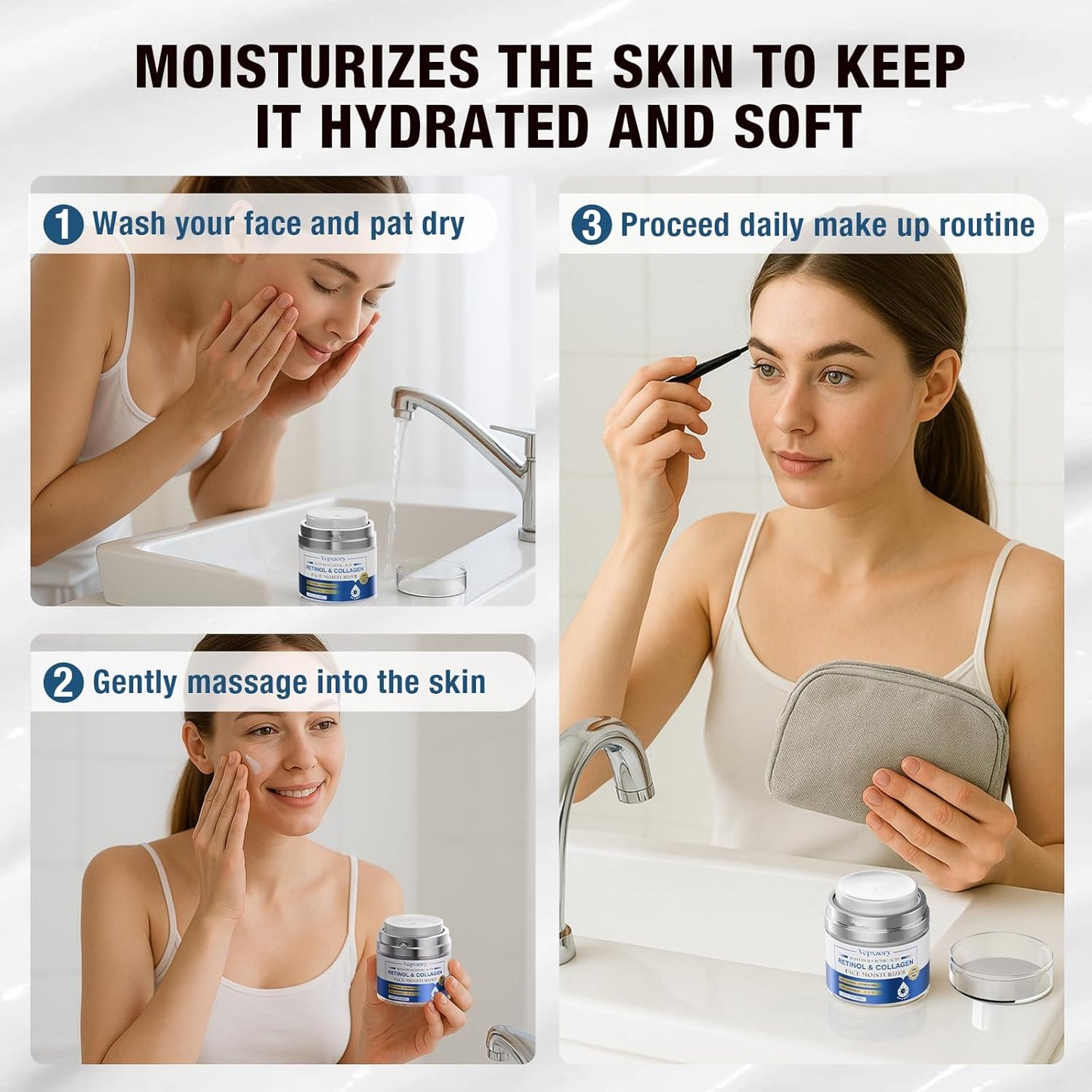 Face Moisturizer Retinol Cream For Face, Collagen Anti Aging Face Cream, Day-Night Neck Cream With Hyaluronic Acid, Wrinkle Cream For Women & Men Reduces Wrinkles, Dryness, 1.85 Fl. Oz