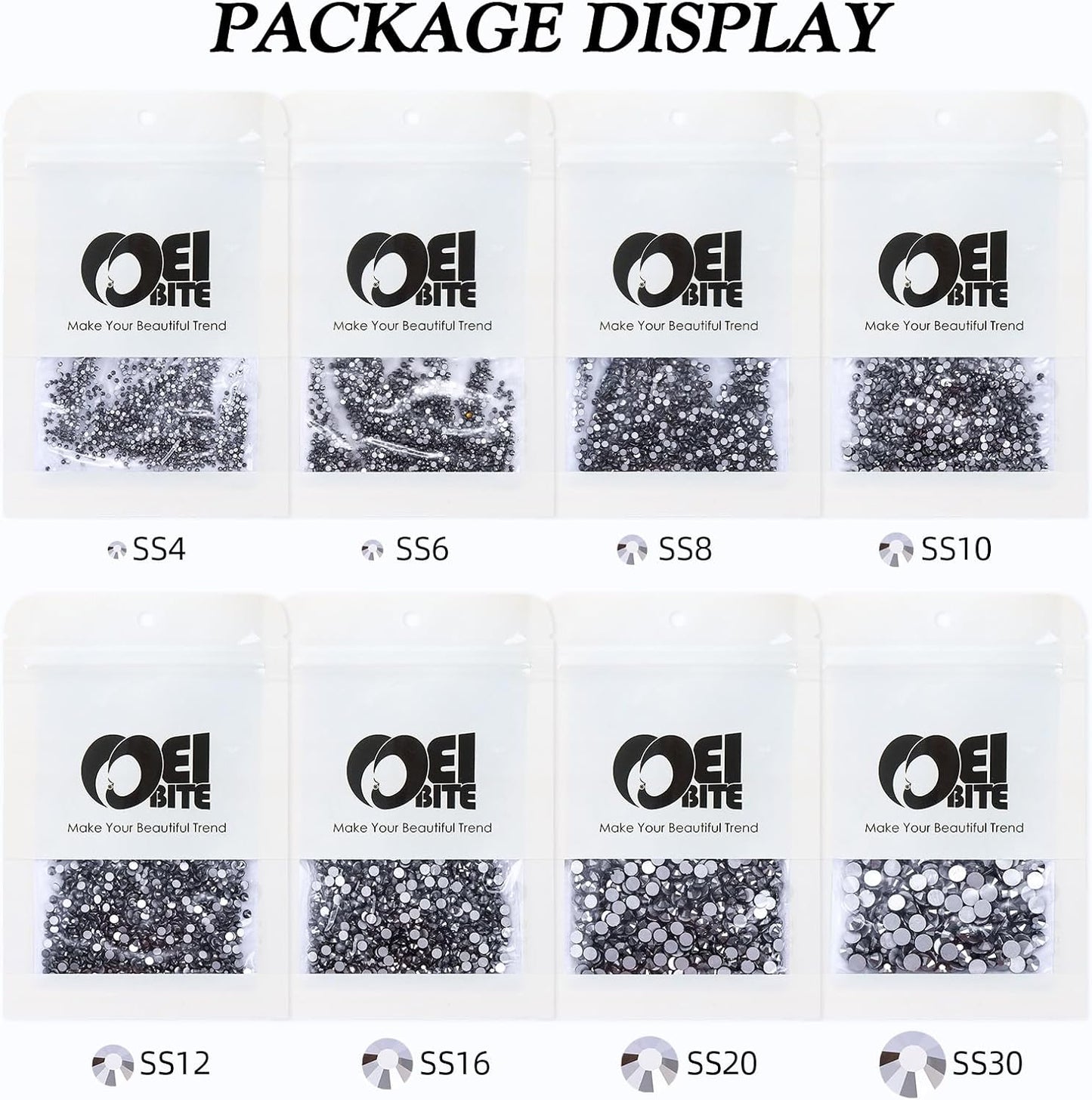 Black Hematite Flatback Rhinestones, Glass Rhinestones for Nail Art and Craft, Glue Fix, Loose Crystal Gemstones(Black Hematite, SS20, 1440pcs, 4.6-4.8mm)