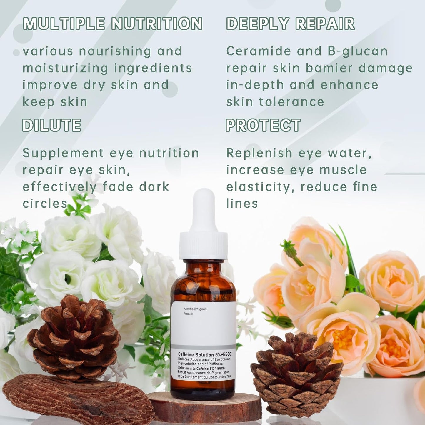 Caffeine Eye Serum for Reducing Puffiness and Dark Circles - 2Pcs Caffeine Solution 5%+EGCGE(30ml).