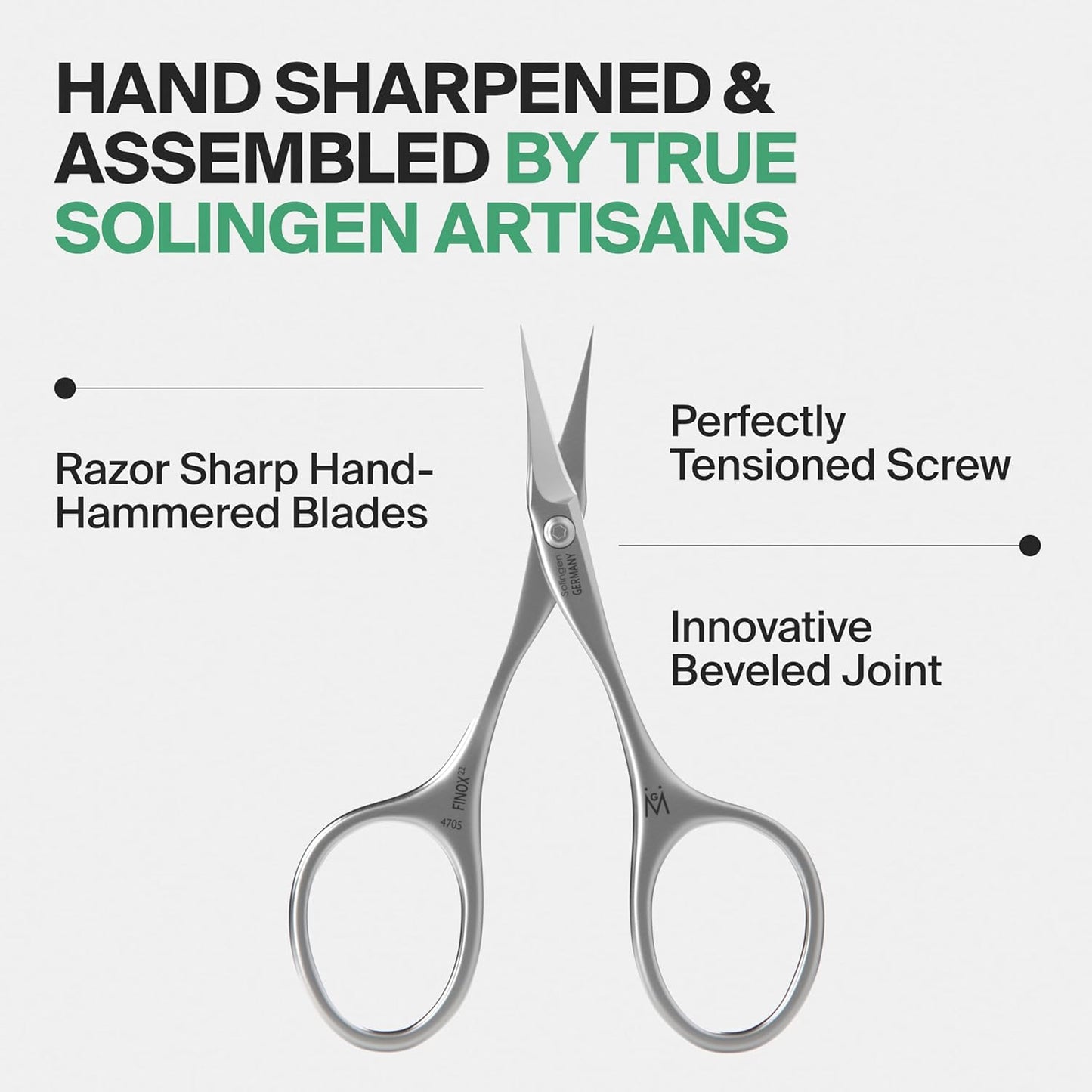 GERMANIKURE Tower Point Cuticle Scissors Grooming Scissors FINOX Stainless Steel Professional Nail Scissors in Cork Case -Ethically Made in Solingen Germany - 4705