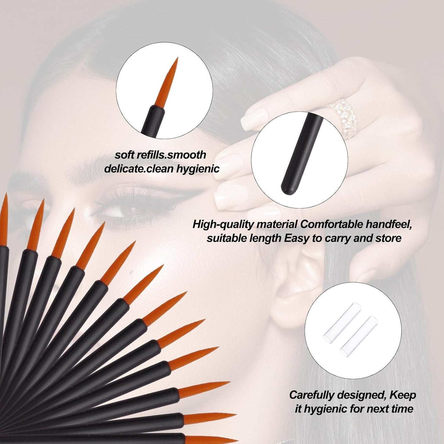 100 Pack Disposable Eyeliner Brush, Ultra-fine Point Eye Liner Applicator Cosmetic Eye Wands Makeup Brushes Tools (Color: Black)