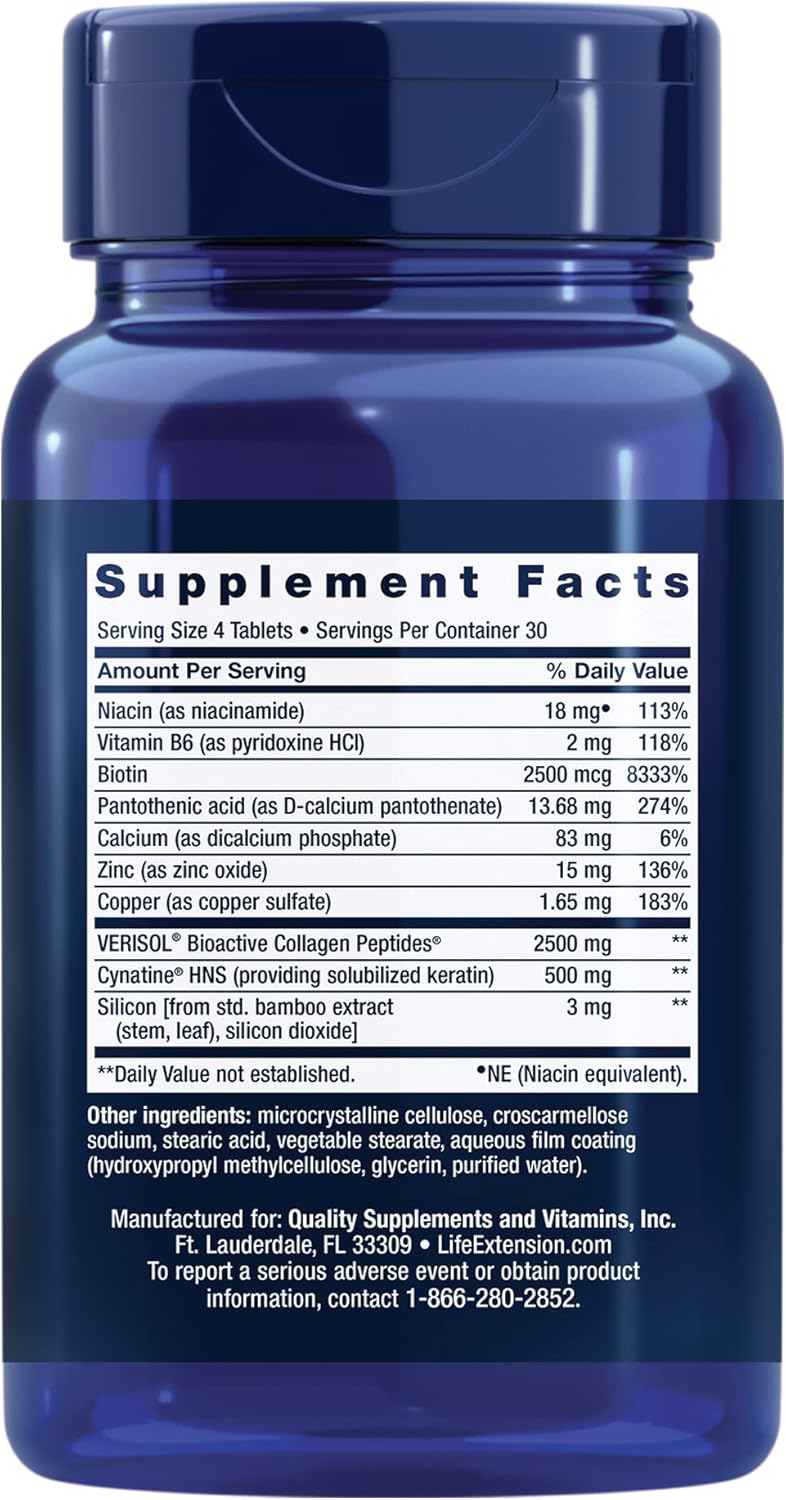 Life Extension Hair, Skin, & Nails- Collagen Plus, 120 Count