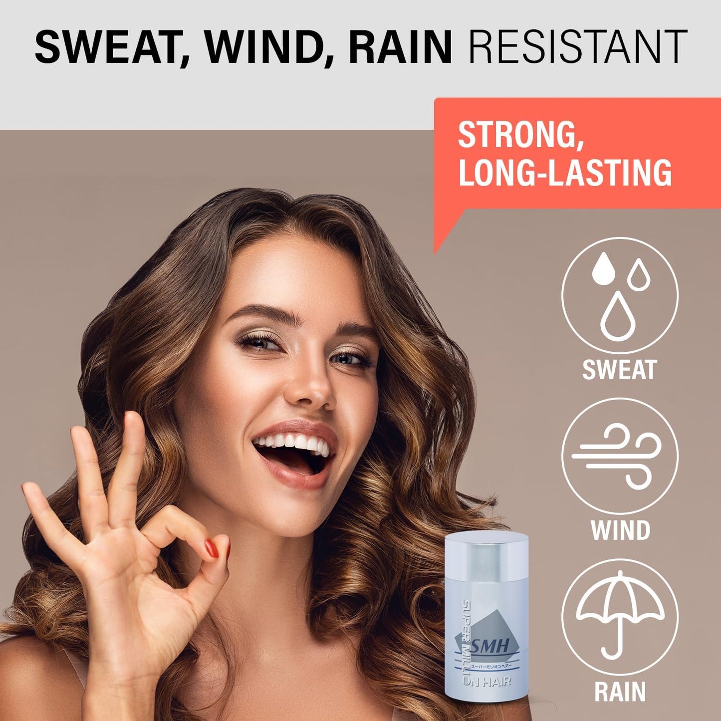 SMH Hair Fibers MADE IN JAPAN – Instantly Conceals Thinning Hair –Long-Lasting – Sweat, Water & Wind Resistant – Hair Loss Solutions For Men & Women (Light Brown, 25g)