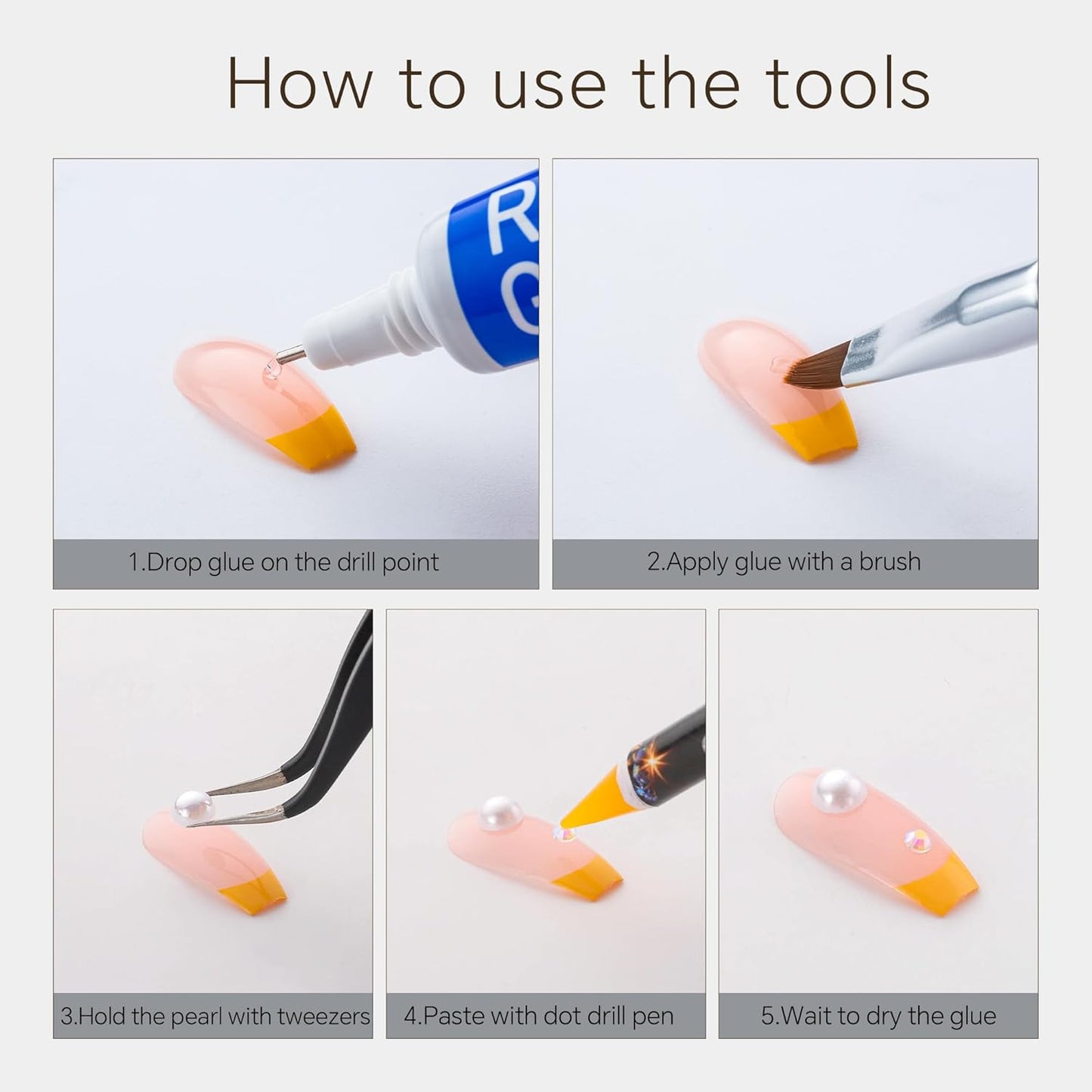 60g Grey White Pearls Rhinestones for Crafts Mixed Size 3mm-10mm AB Color Round Half Pearls Flatback Pearl Beads and Resin Rhinestones Set for Face Art with Glue