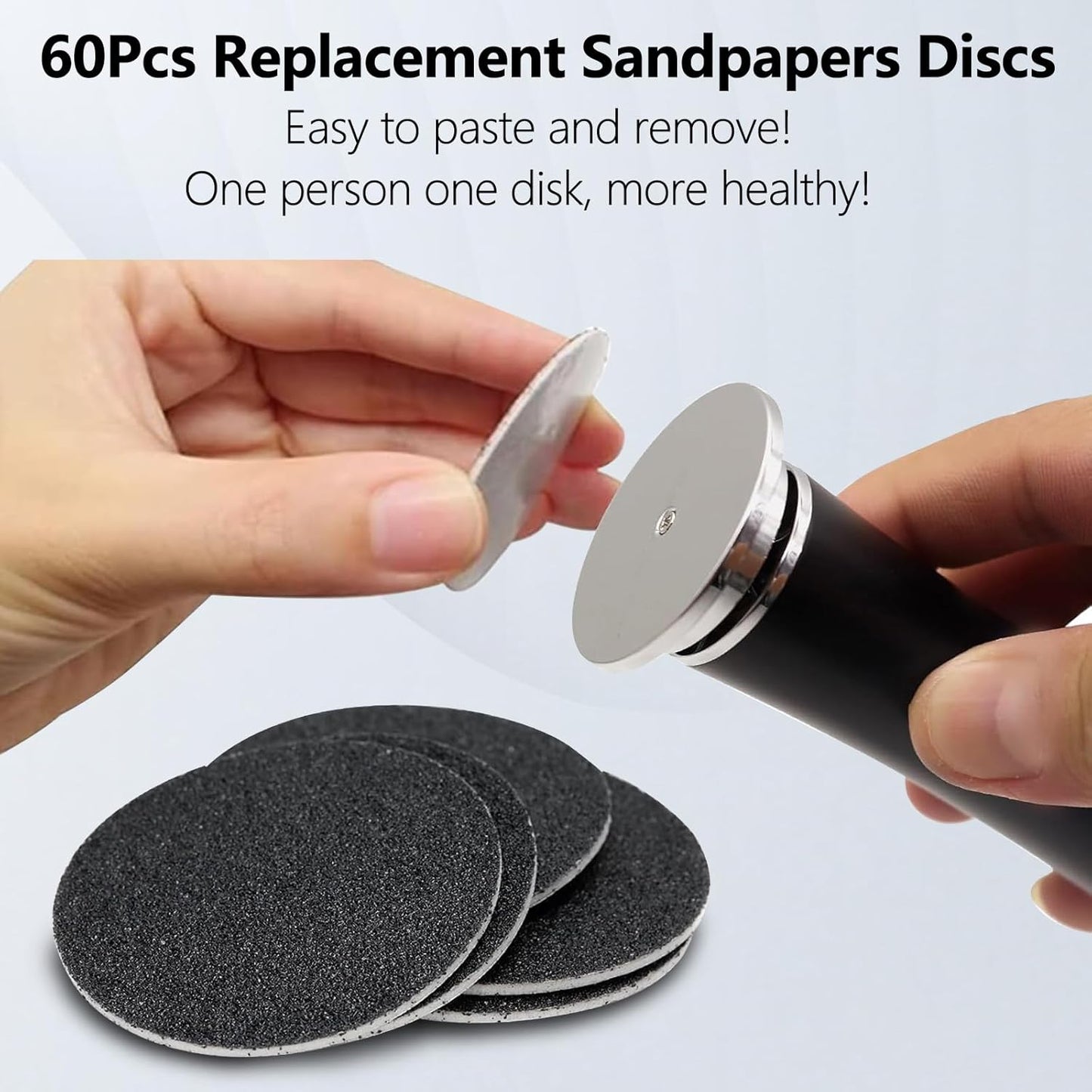 60 Pcs Replaceable Sandpaper Refill Discs for Electric Foot File Callus Remover Foot Care Dead Skin Cracked Hard Skin Removal (Fine 180 Grit)