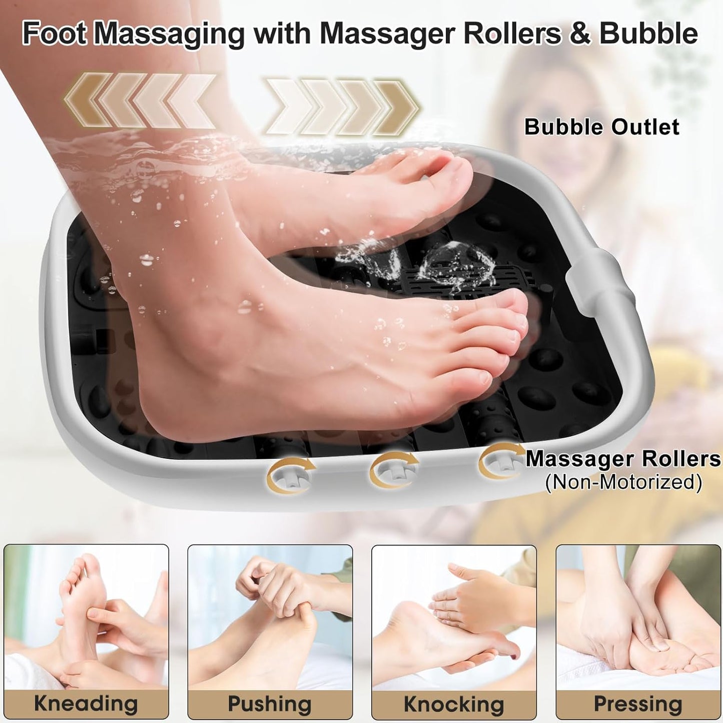 Collapsible Foot Spa Bath with Heat and Massage Roller, Bubble, Temperature Control, Remote Control, Foot Pedicure Kit, Pedicure Foot Spa