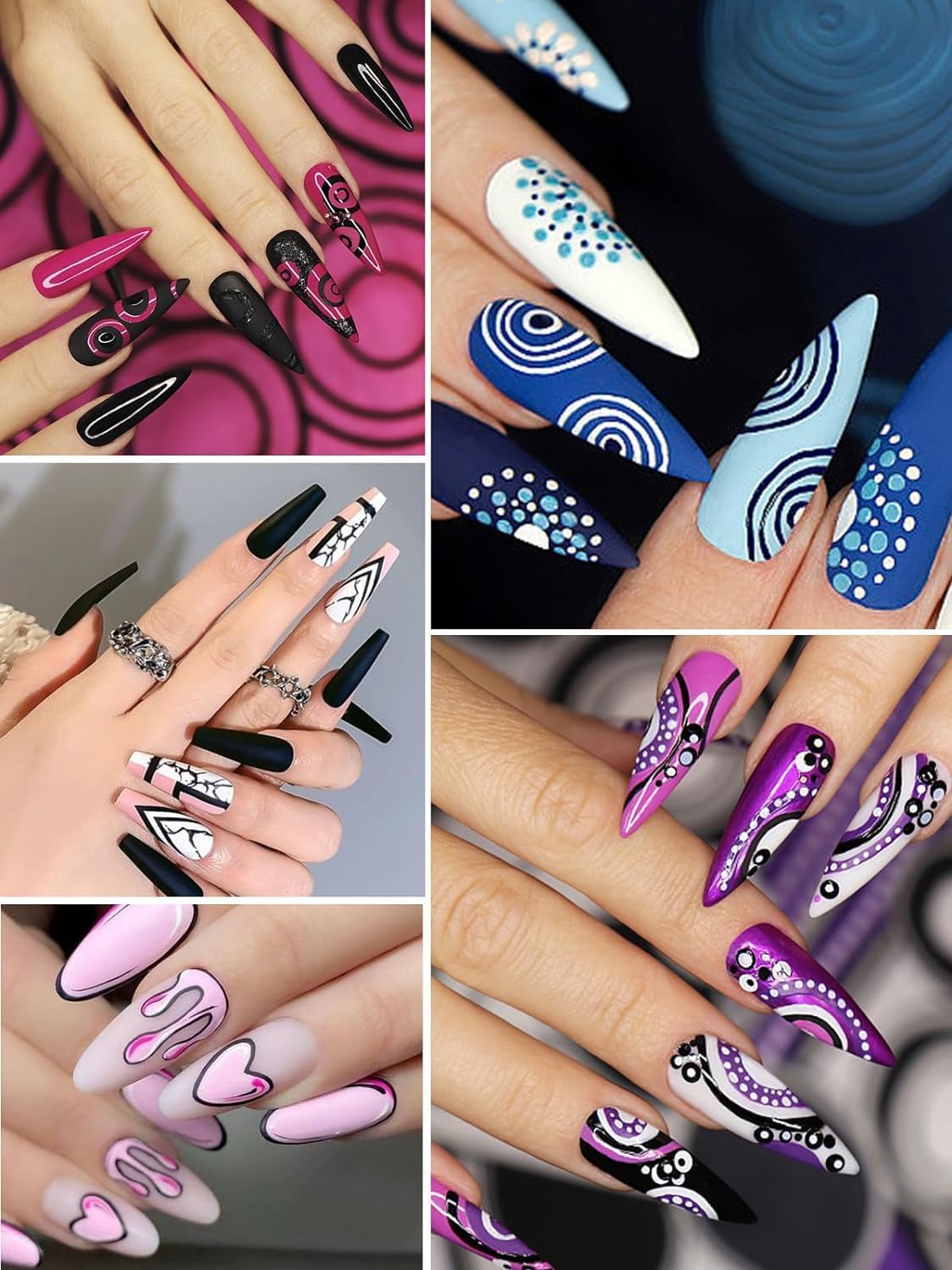 12 Color 3D Nail Art Pens Set, Kalolary Nail Point Graffiti Dotting Pen Drawing Painting Liner Brush for DIY Nail Art Beauty Adorn Manicure Tools