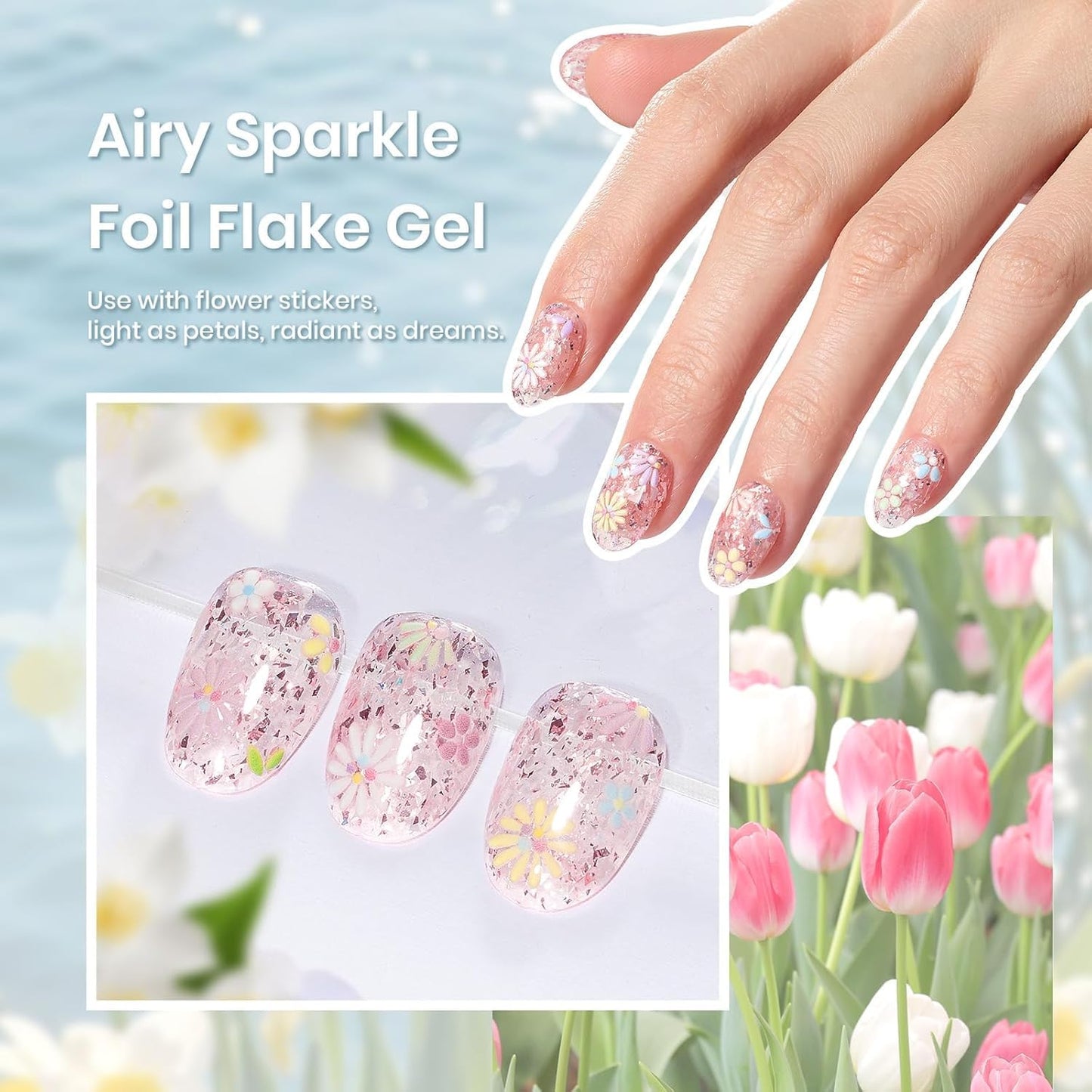 Beetles Pastel Gel Nail Polish - Spring Scenery By the Lake Gel Polish, 6 Colors Pink Green Yellow Drawing Swirl Shell Thread Effect Nails DIY Manicure Gifts for Women