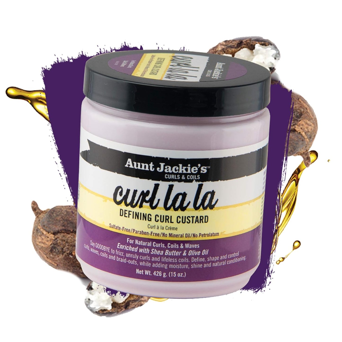Aunt Jackie's Curl La La, Lightweight Curl Defining Custard, Enriched with Shea Butter & Olive Oil, Basic, 15 Ounce (Pack of 3)