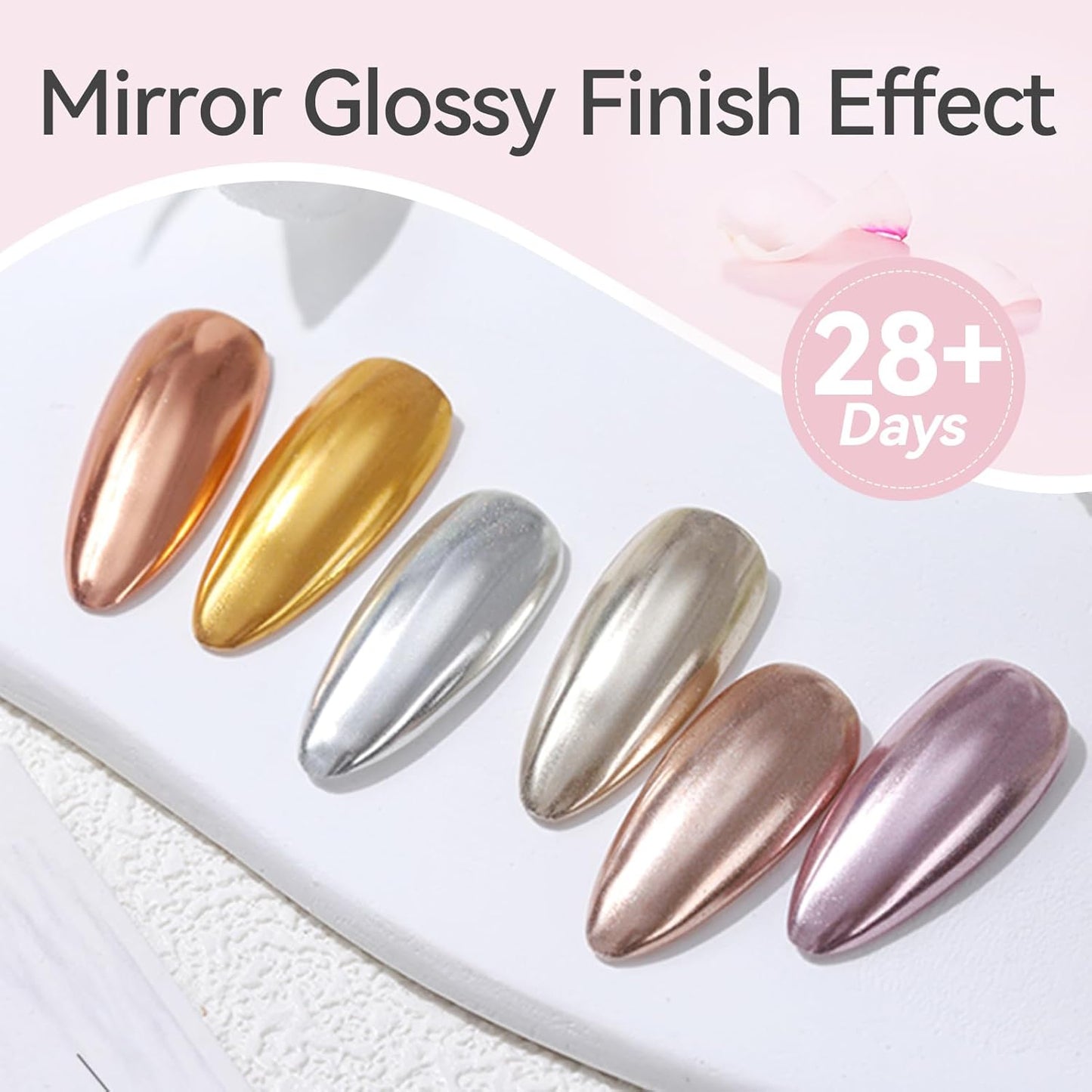 Born Pretty Top Gel for Chrome Nail Powder, 15ml Top Gel for Metallic Gel Nail Polish, Shine Finish and Long Lasting, Soak Off Nail Lamp Gel Nail Art Design