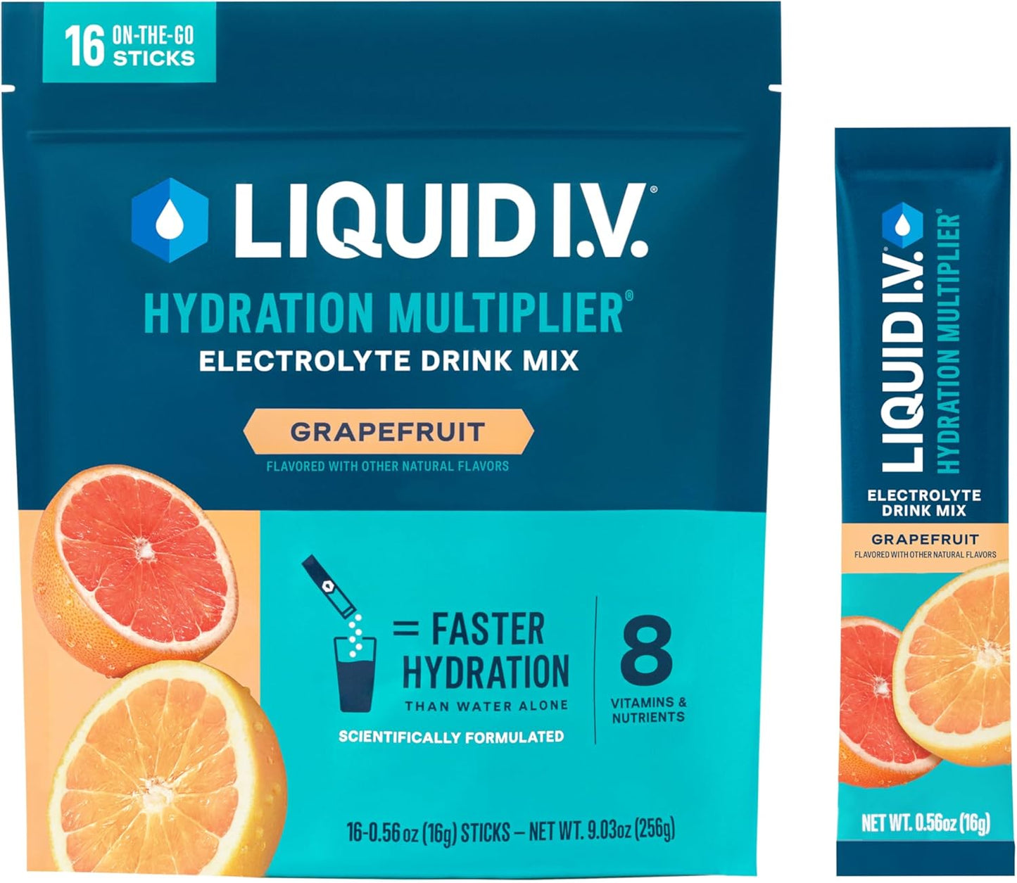 Liquid I.V.® Hydration Multiplier - Grapefruit | Electrolyte Powder Drink Mix | 1 Pack (16 Servings)