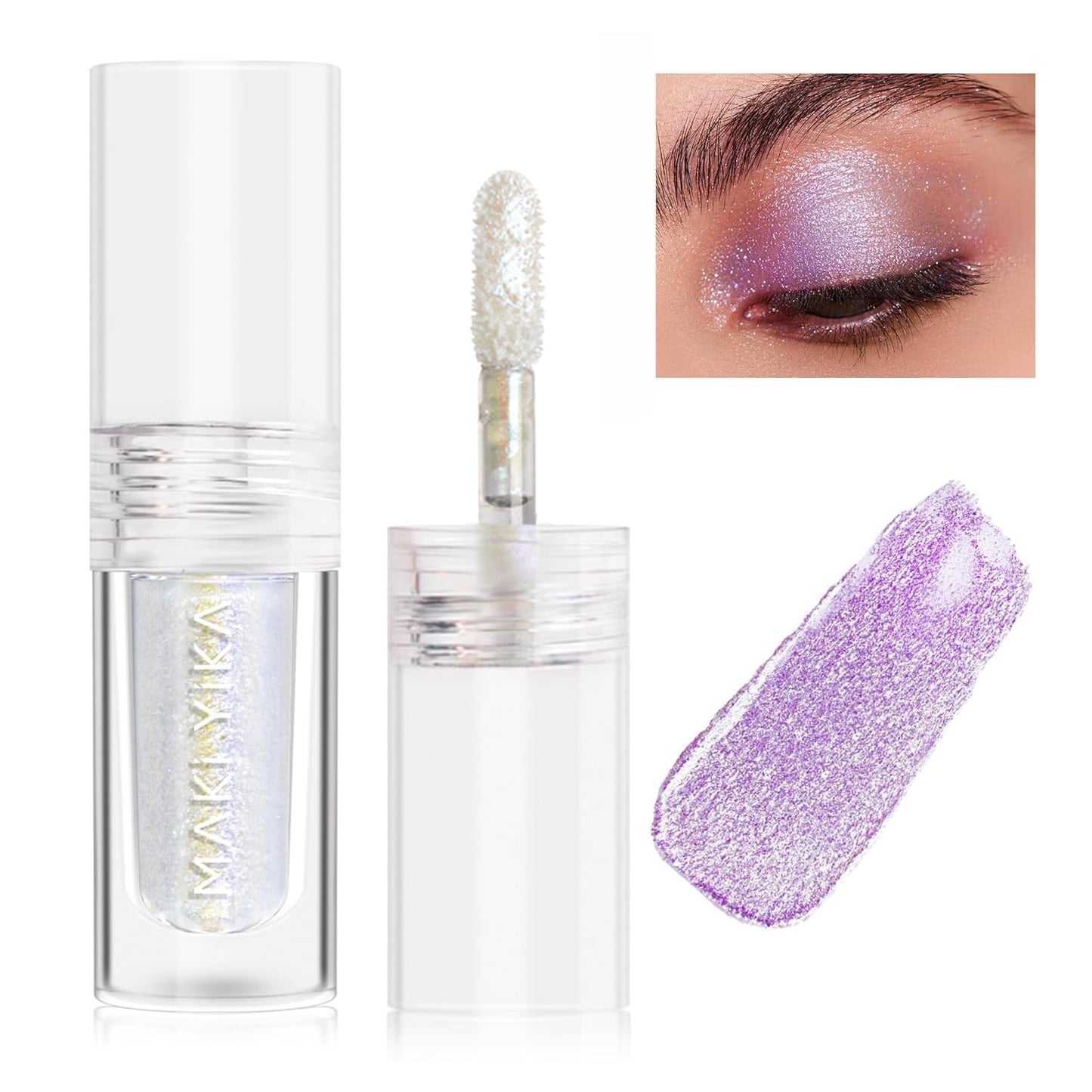 MAKI YIKA Glitter Eyeshadow Silver Multichrome Eyeshadows Long Lasting, Metallic Chameleon Eye Shadow Smudgeproof Holographic Eye Topper Glitters (#8 Dream)