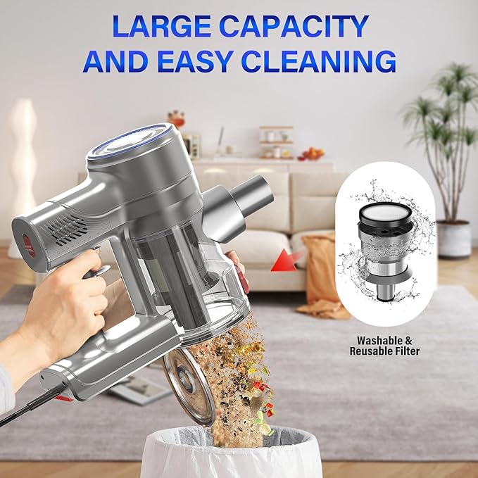 Corded Vacuum Cleaner for Home, 600W Powerful Stick Vacuum, 2 in 1 Vacuum Cleaners,1.2 L Dust Cup, Corded Handheld Vacuum Pet for Hair, Carpet, Hardfloor (Dark Blue)