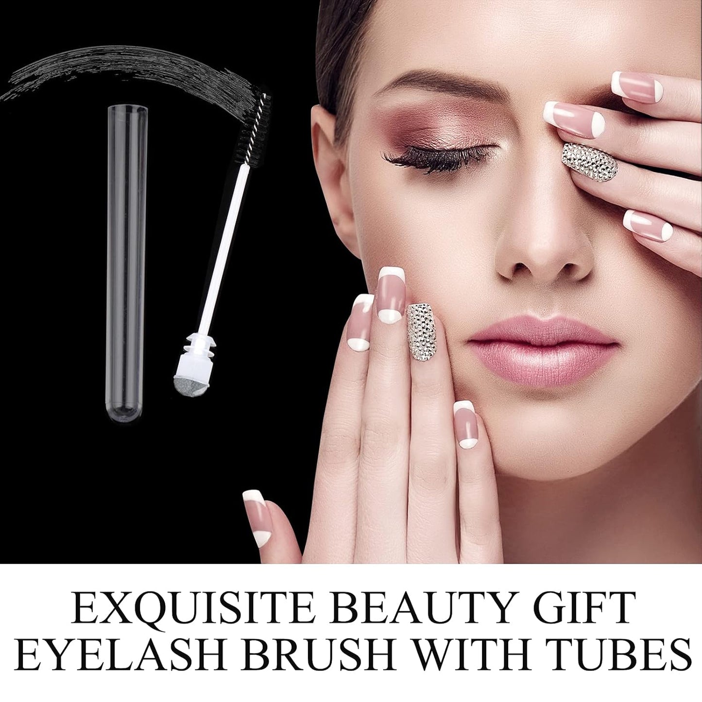 50 Pieces Disposable Mascara Brushes Eyelash Brush Lash Wand Diamond Mascara Wands with Tube Makeup Tool Lash Spoolies Sanitary Brushes Lash Extension Supplies (tube sky black 50)