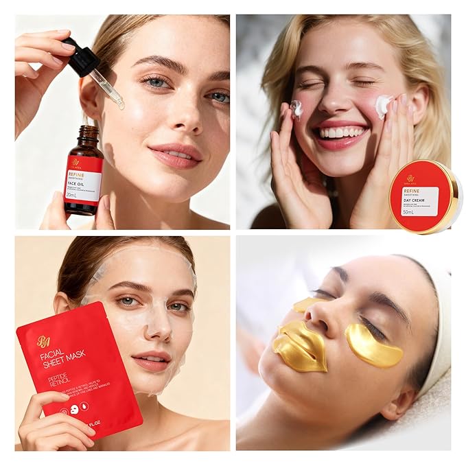 Red Rose 23 Pcs Facial Skin Care Set, Luxury Bath and Body Gifts for Women, Spa & Self-Care Gifts, Lip Gloss, Sheet Mask, Present, Bath Oil, Birthday, Christmas, Valentines, Mother Day, Bridal Shower