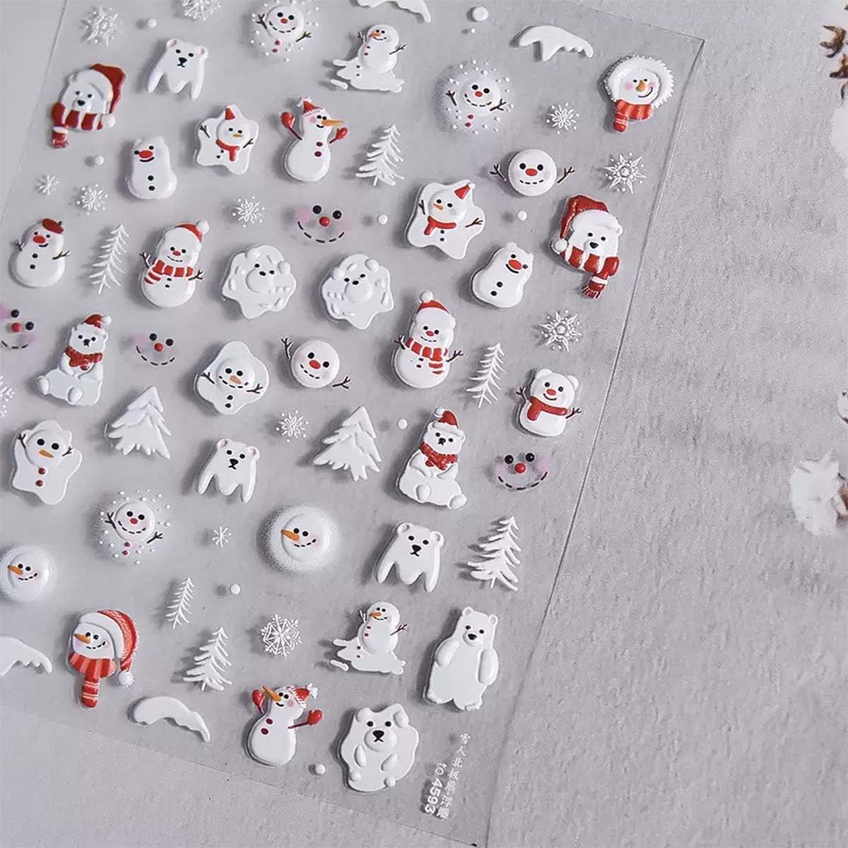 Christmas Nail Art Stickers 5D Embossed Snowman Nail Decals Cute Xmas Tree Nail Sticker Winter Nails Art Supplies for Women Christmas Holiday Manicure Decorations