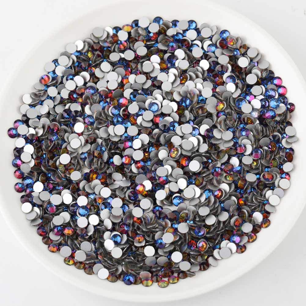 beadsland Flat Back Crystal Rhinestones Round Gems, Blue Volcano (6.4-6.6mm) SS30/288pcs)