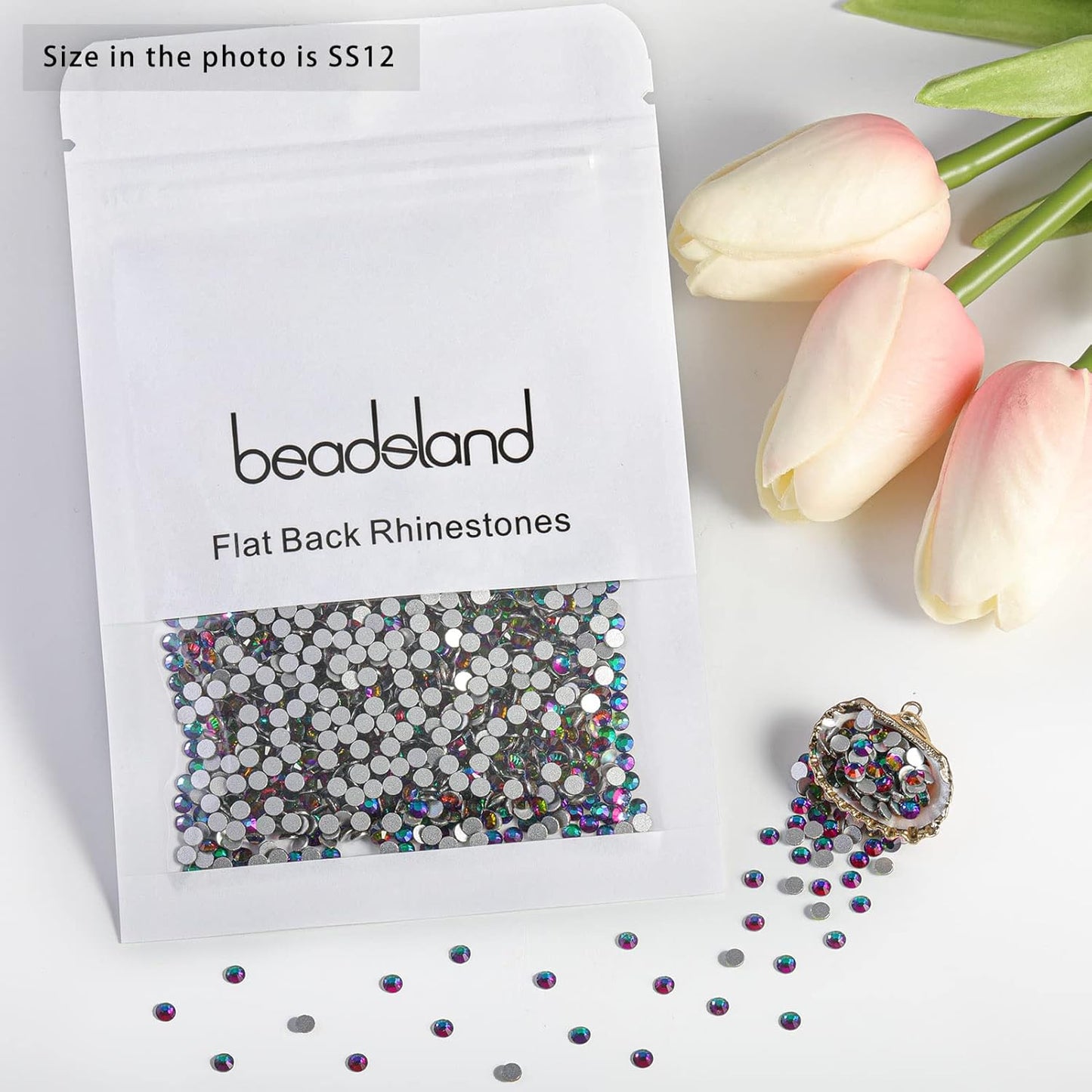 beadsland Flat Back Crystal Rhinestones Round Gems for Nail Art and Craft Glue Fix,Green Volcano (2.9-3.0mm) SS12/1440pcs