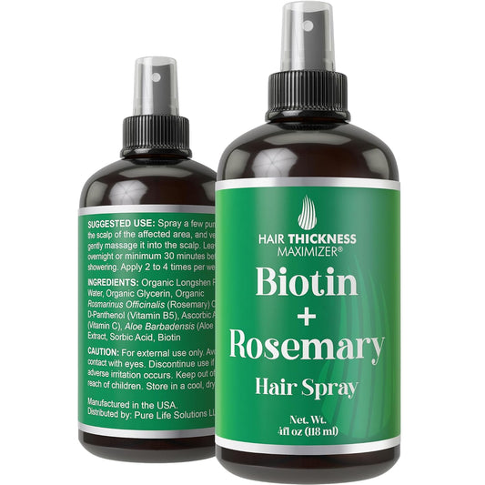 Biotin + Rosemary Oil Spray For Hair Growth. Vegan Leave In Conditioner For Women, Men. Strengthens & Hydrates Thinning, Dry Hair for a Healthier-Looking Scalp