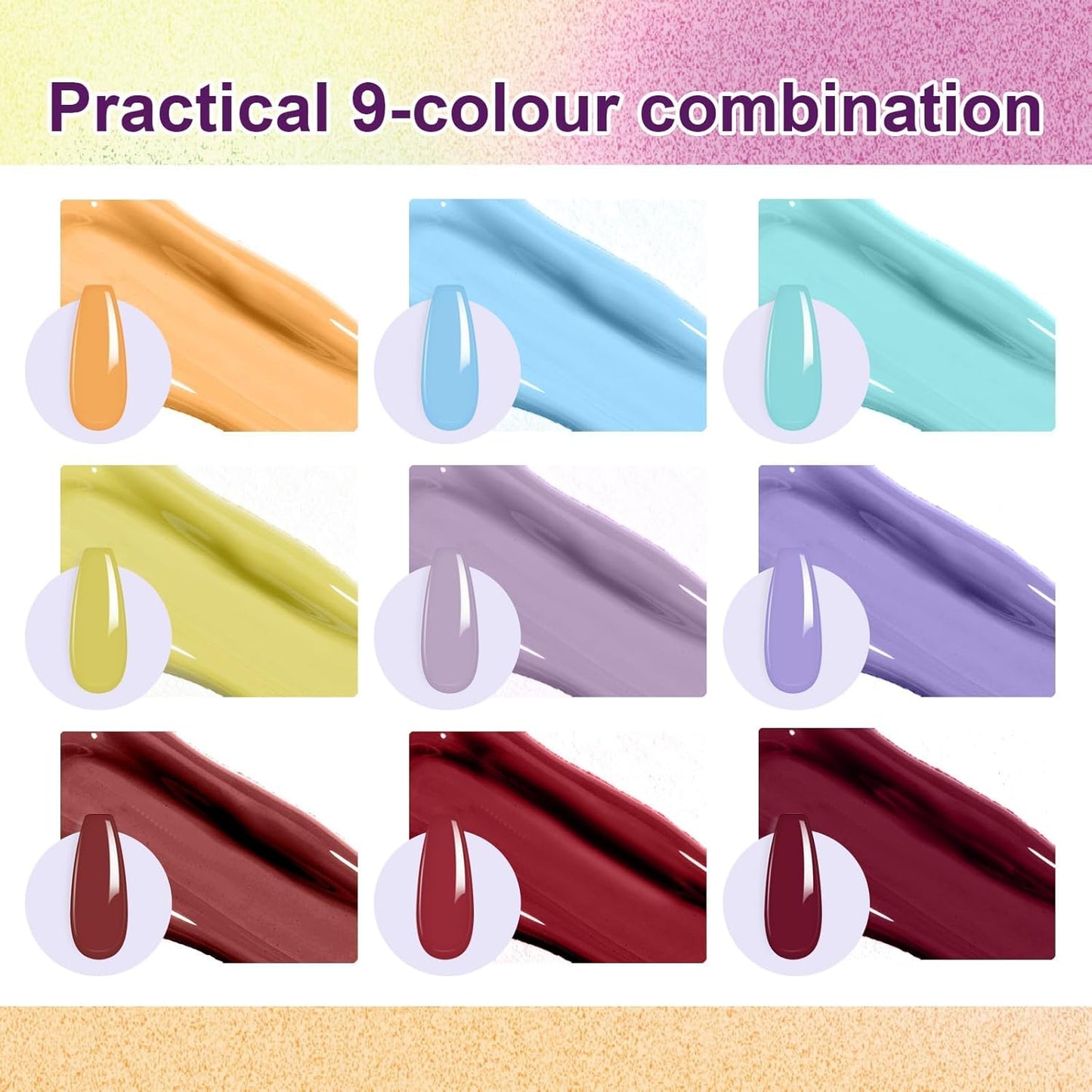 Gradient Painting Gel, 9 Colors Ombre Gel Nail Polish with Summer Blue Sponging for Pigment Pat Kit Aura Nails, French Manicure Soak of UV DIY Nail Art Beachside Candy