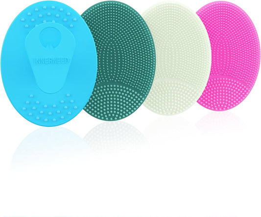 4 Pack INNERNEED Silicone Face Scrubber for Deep Cleansing and Exfoliation – Soft Facial Cleansing Brush, Gentle for All Skin Types, Blackhead Remover, Portable