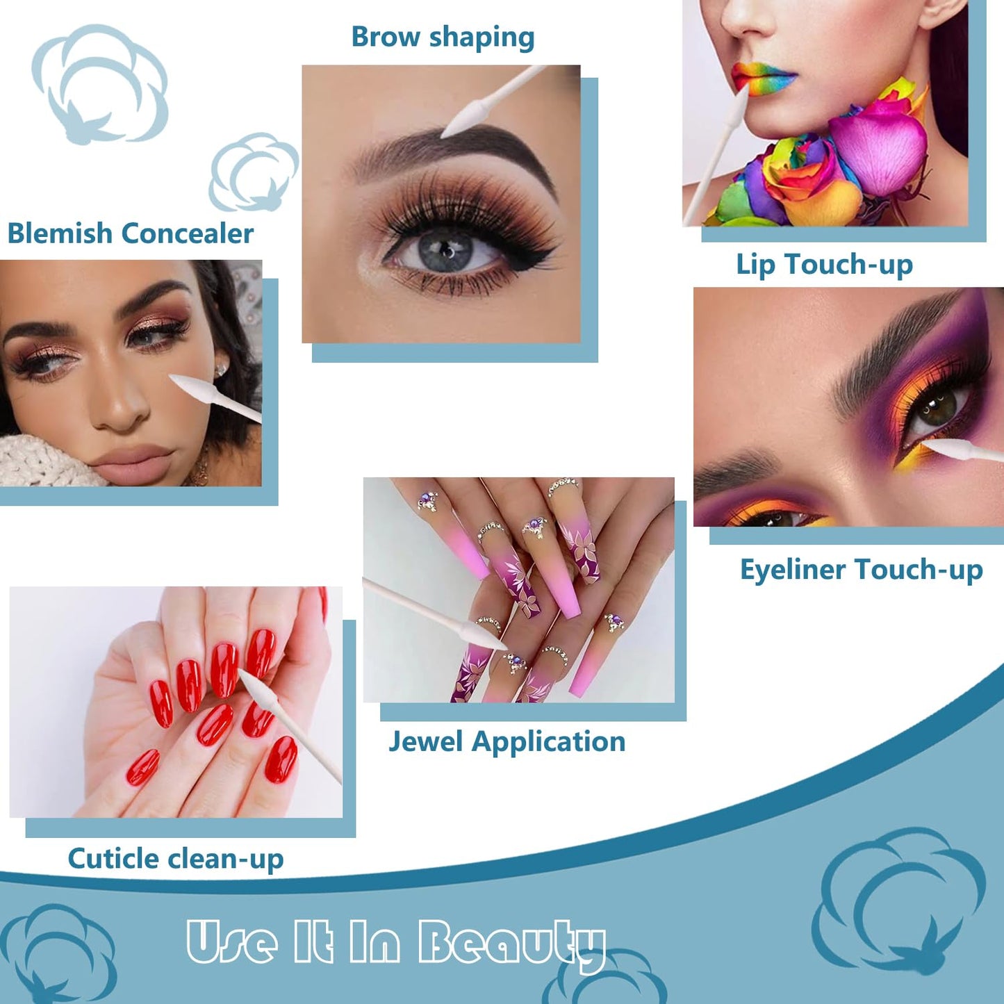 500pcs Precision Tip Cotton Swabs/Double Pointed Cotton Buds for Makeup