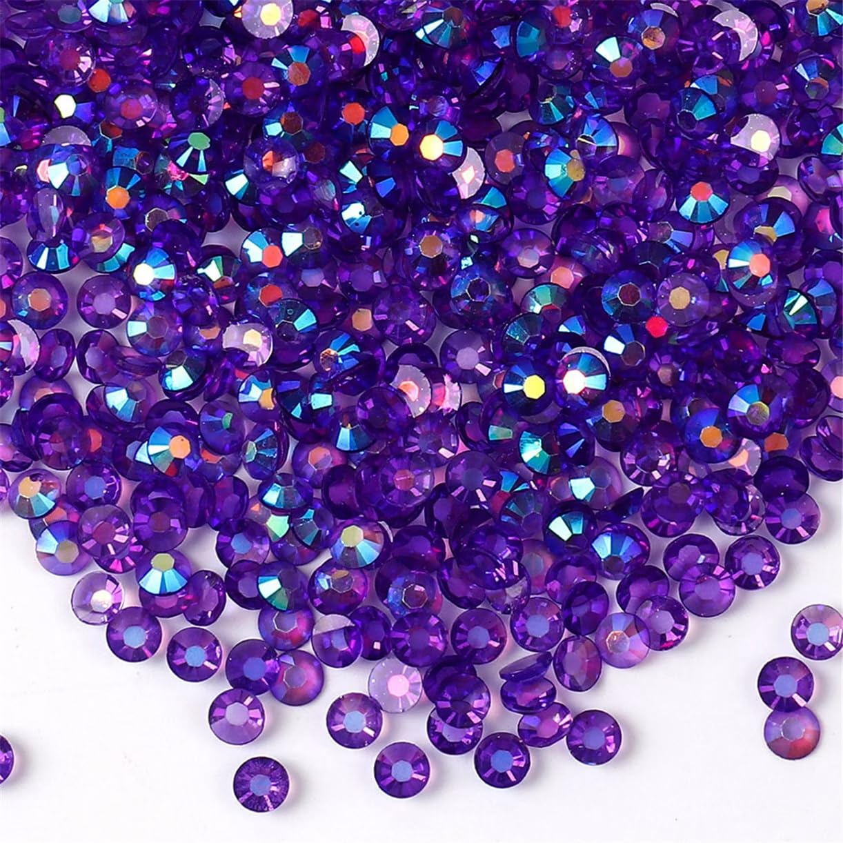 1500 Pieces SS16 4mm Flatback Rhinestones AB Clear Round Gems Crystals for Nail Art DIY Crafts Clothes Shoes Bags （Transparent Dark Purple AB）