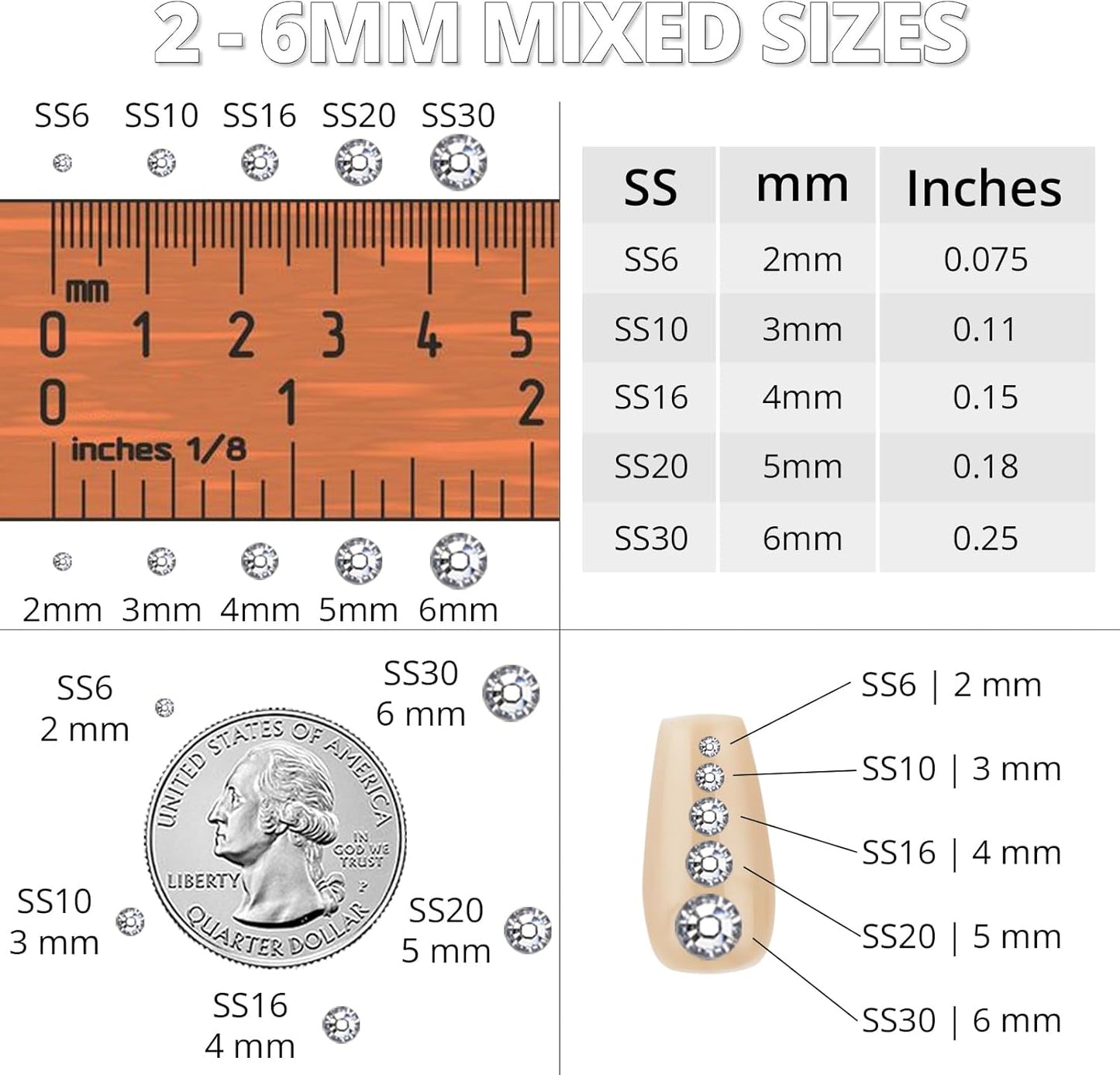 30000Pcs Resin Rhinestones for Crafting Bedazzling, Transparent See-through Clear Flatback Gems Crystal for Crafts Clothing Clothes Shoes Fabric Tumbler, Flat Back Jewels Various Sizes with b7000 Glue