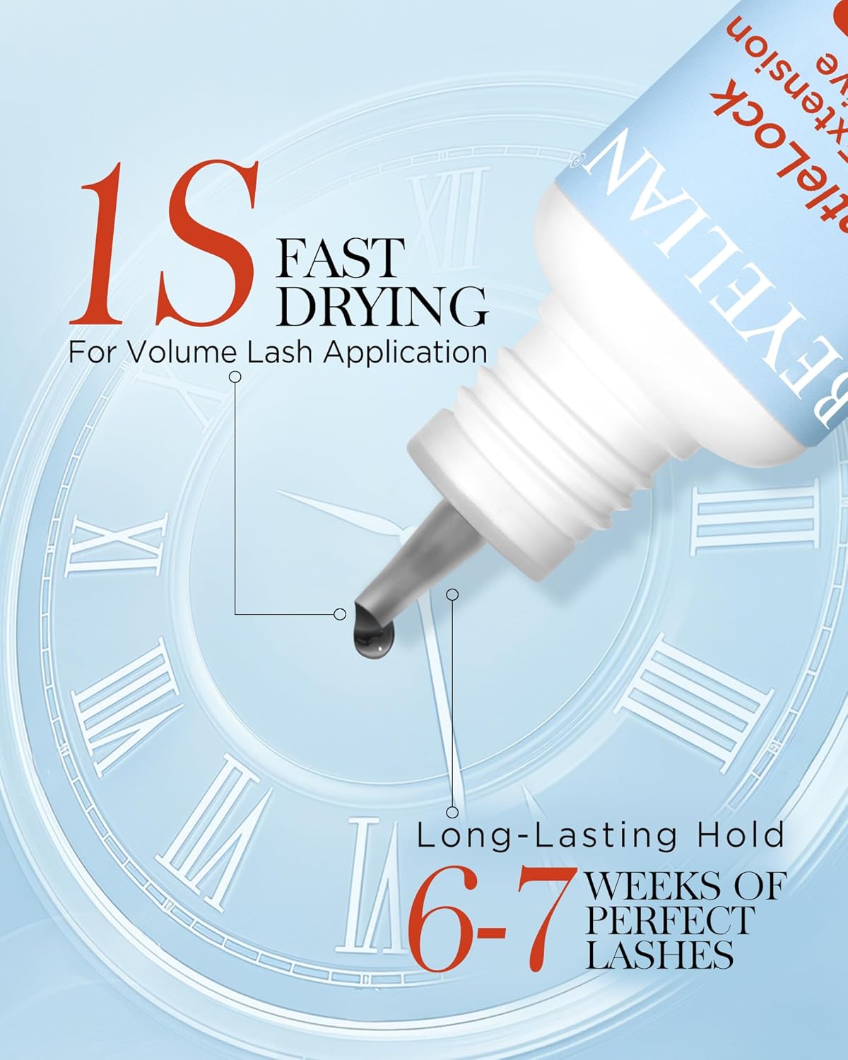 BEYELIAN Sensitive Eyelash Extension Glue, 1 Sec Dry Lash Extension Glue No Irritation Waterproof Long Lasting Strong Hold Adhesive Professional Use Only 0.17fl.oz/5ml (B02)