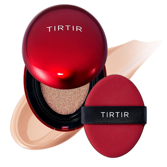 [*Mini Size*] TIRTIR Mask Fit Red Cushion Foundation | Full coverage, Weightless, Skin fit, Satin Glow Finish, Korean Makeup, beauty, Tattoo cover up, Buildable (#22C Peach Beige, 0.15 Fl Oz)