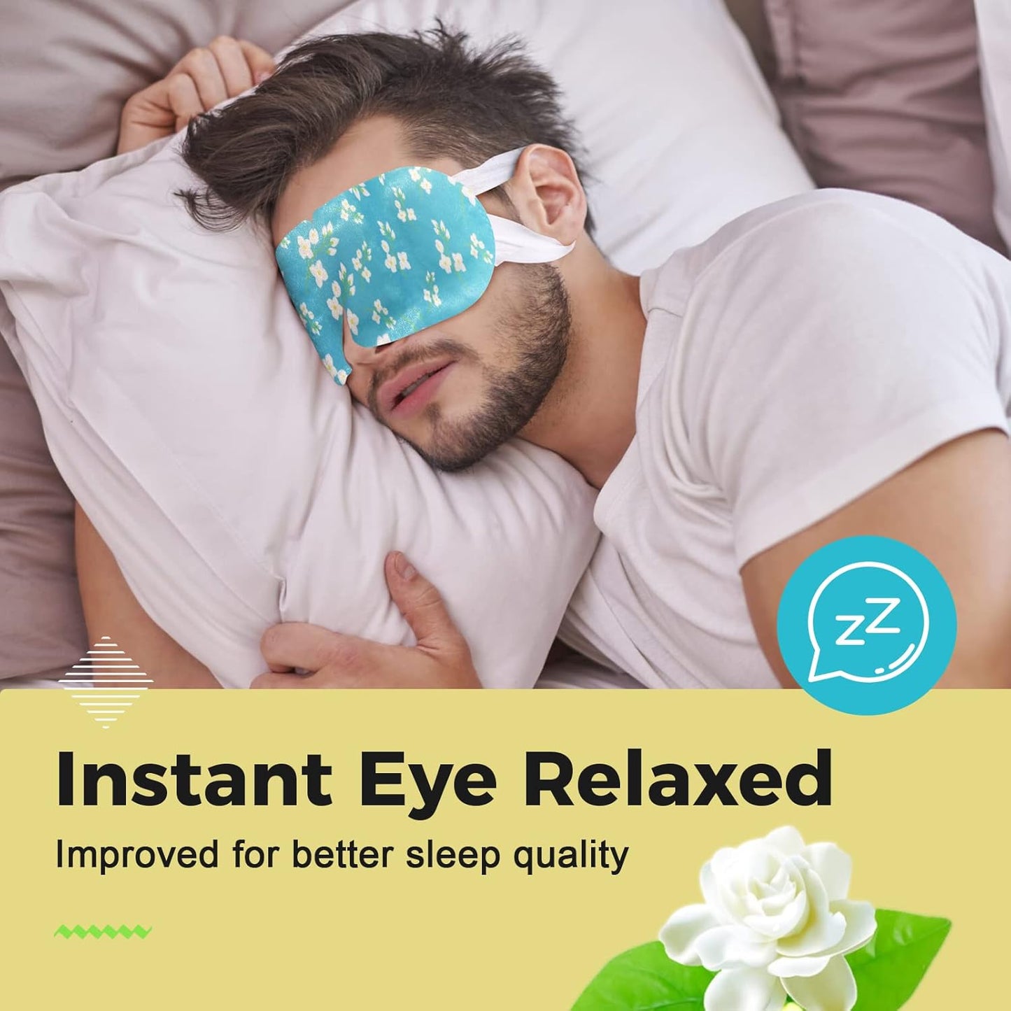 16-Pack Steam Eye Masks for Dry Eyes, Jasmine Warm Eye Mask for Tired Eyes, Relief Eye Fatigue & Dark Circle, Heat Sleep Eye Mask for Puffy Eyes, Disposable Eye Mask, Warm Compress for Eyes