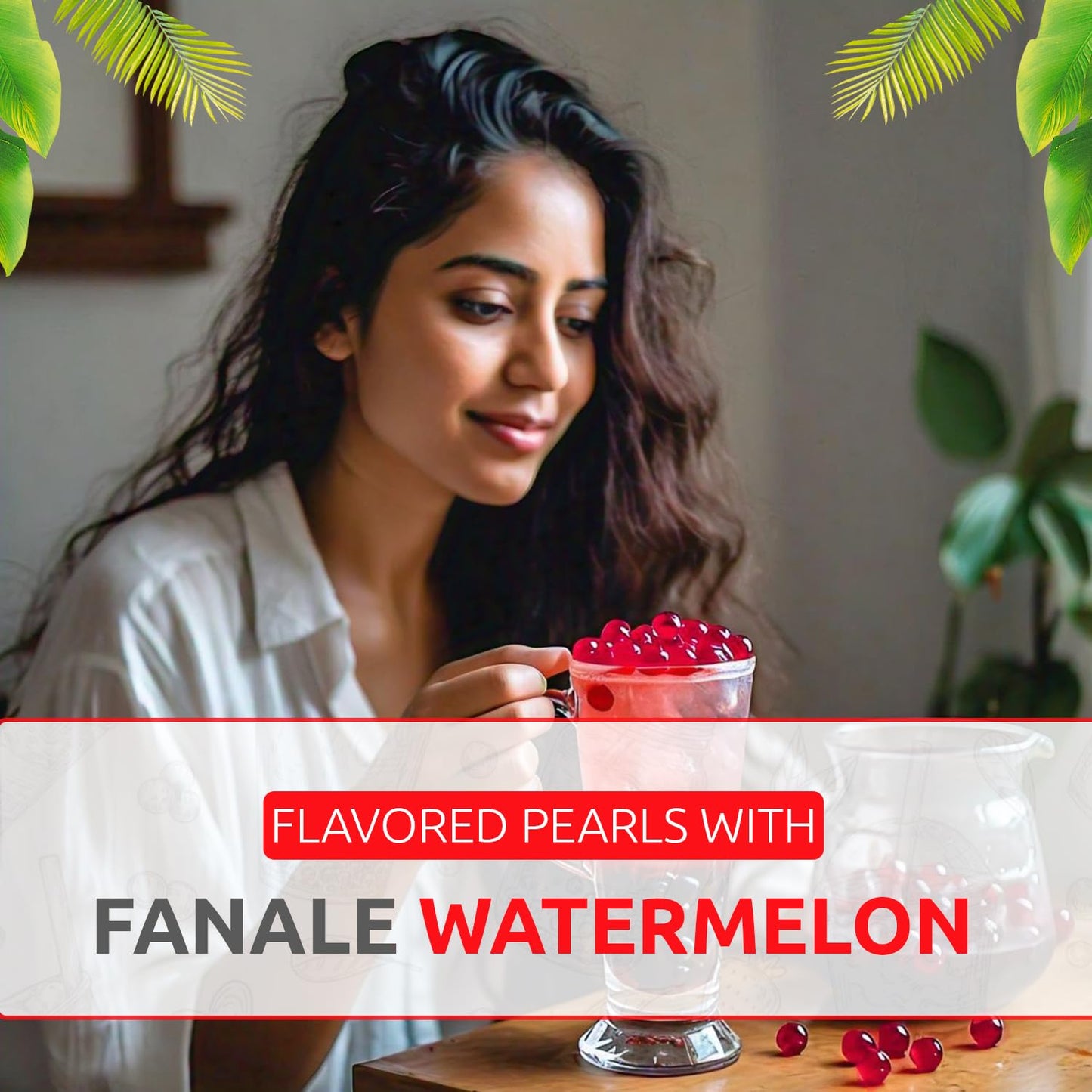 Fanale Watermelon Popping Boba Pearls, Vegan, Non GMO, Gluten Free, Fat Free, Perfect for Bubble Tea, Smoothies, Ice Cream, Desserts, and Beverages.