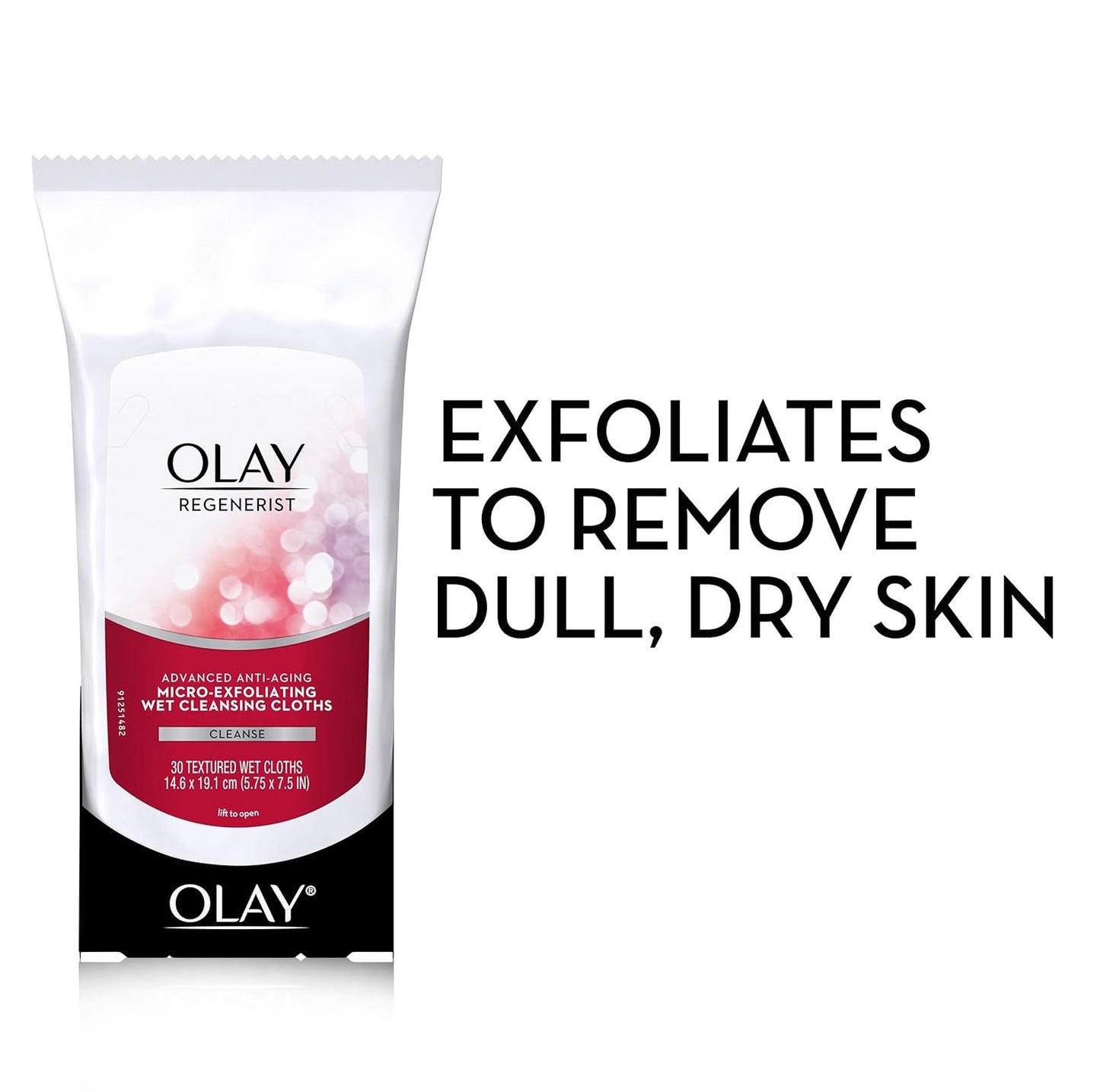 Olay Makeup Remover Wipes, Regenerist Micro-Exfoliating Wet Cleansing Cloths, Facial Cleanser for Women - Exfoliates, Refreshes, Smooths Texture, Travel Approved, 30 ct - 3 Pack