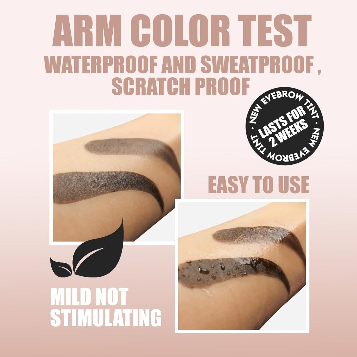 2PCS Temporary Eyebrow Tint Set, Grey Black Tattoo Eyebrow Gel, Natural Color Eye-Brow Gel Waterproof Longlasting, Last Up to 7 Days