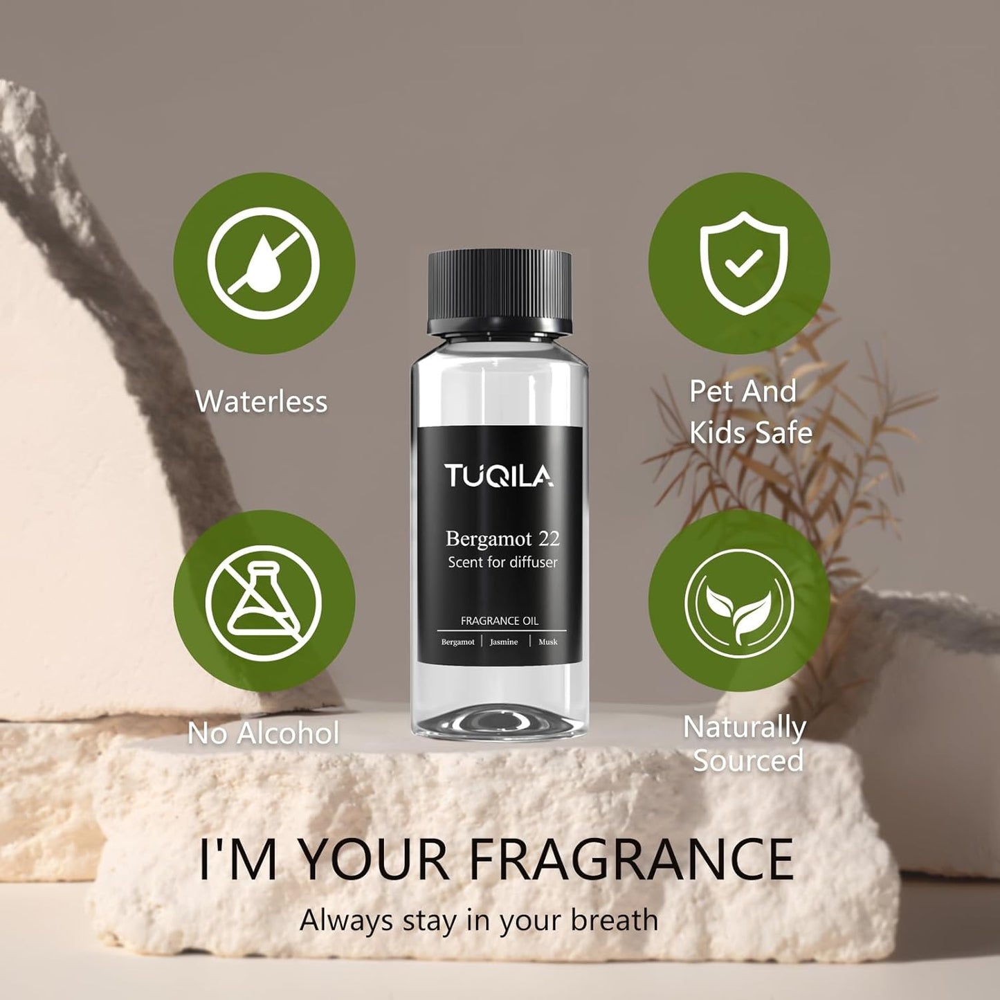 Hotel Bergamot Essential Oil - 120ML Waterless Scent Oil for Cold Air Diffusers, Luxury Aroma Fragrance Oils for Home, Spa & Office-Long Lasting Aromatic Oil for Waterless Diffusers