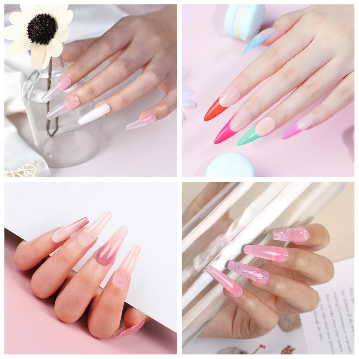 COSCELIA Poly Nail Gel Kit Starter Kit with U V Lamp 3PC Coscelia Poly Extension Gel for Beginners Clear Pink White Nail Art Quick Building Gel Manicure Kits Gift for Women DIY at Home