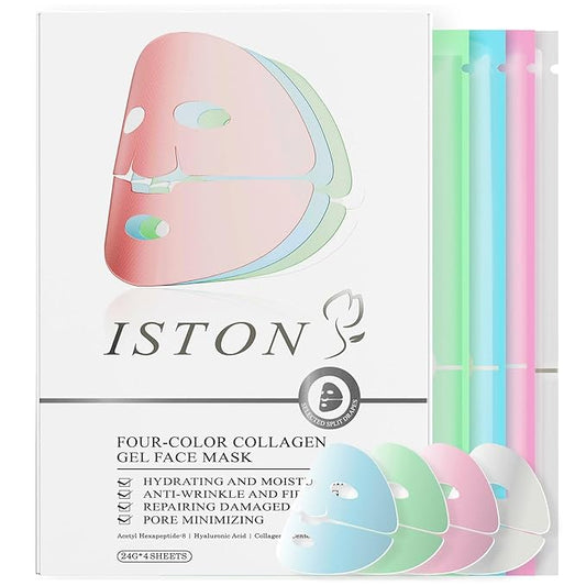 ISTON 4-in-1 Bio-Collagen Real Deep Mask Set -Plump Sagging Skin,Deep Hydration,Soothe & Repair,Nourish & Firm, Overnight Hydrogel Mask for All Skin Type