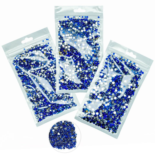 16000PCS Royal Blue Crystal Resin Rhinestones for Crafting 3mm 4mm 5mm Sapphire Flatback Stones No-Hotfix Dark Blue Diamonds Crystals Gems Charms for Nails Face Eyes Makeup Tumblers Bottles DIY Crafts