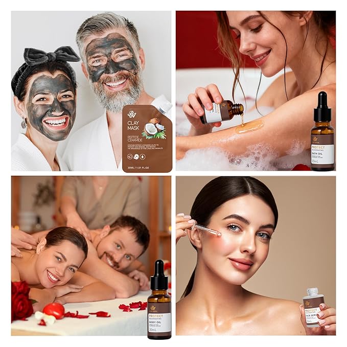 Coconut 23 Pcs Facial Skin Care Kit For Women & Men, Self-Care Gift Set, Spa Relaxation Kit, Face Sheet Mask, Serum, Clay Mask, Birthday, Christmas, Valentines, Mother Day, Dad, All Occasion Present