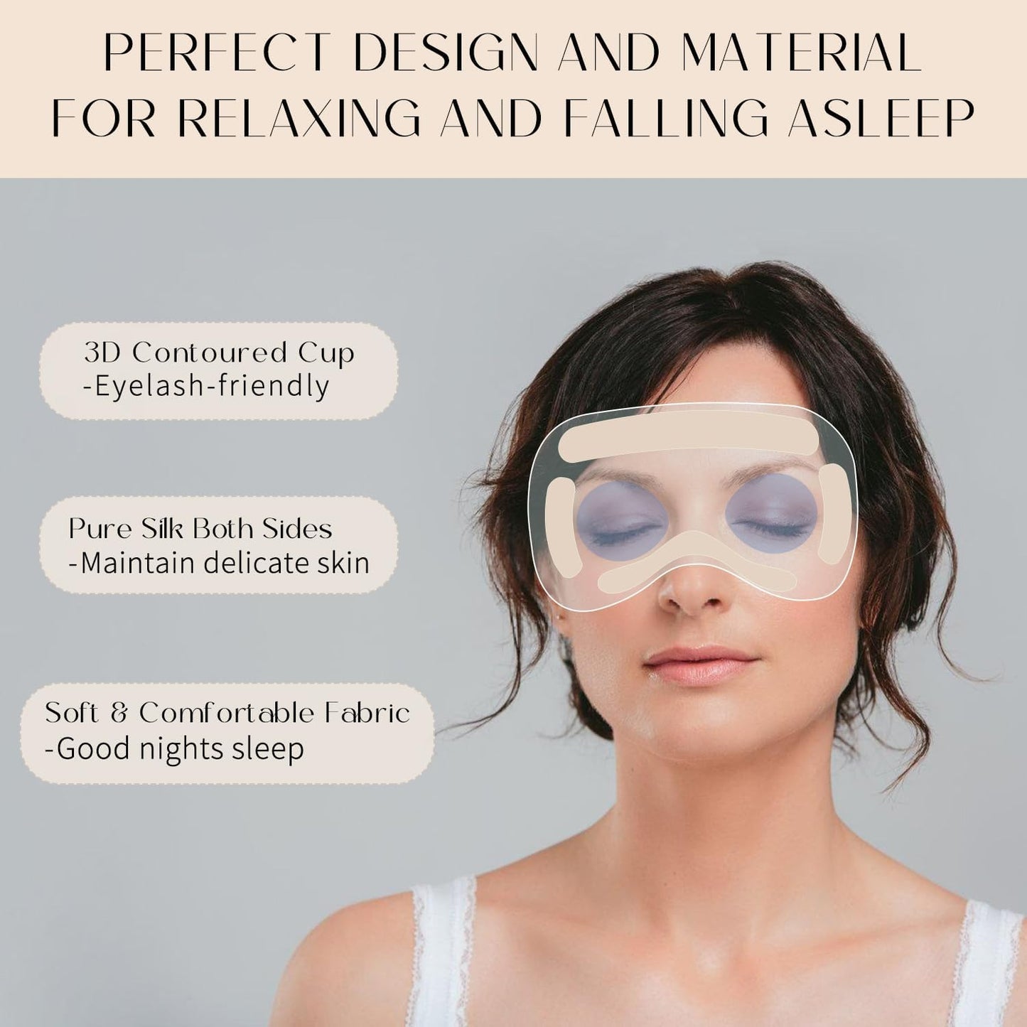 100% 22 Momme Mulberry Silk Sleep Mask, Eye Cover for Sleeping, Blackout 3D Sleep Masks for Lash Extensions with Adjustable Strap for Men and Women (Purple)