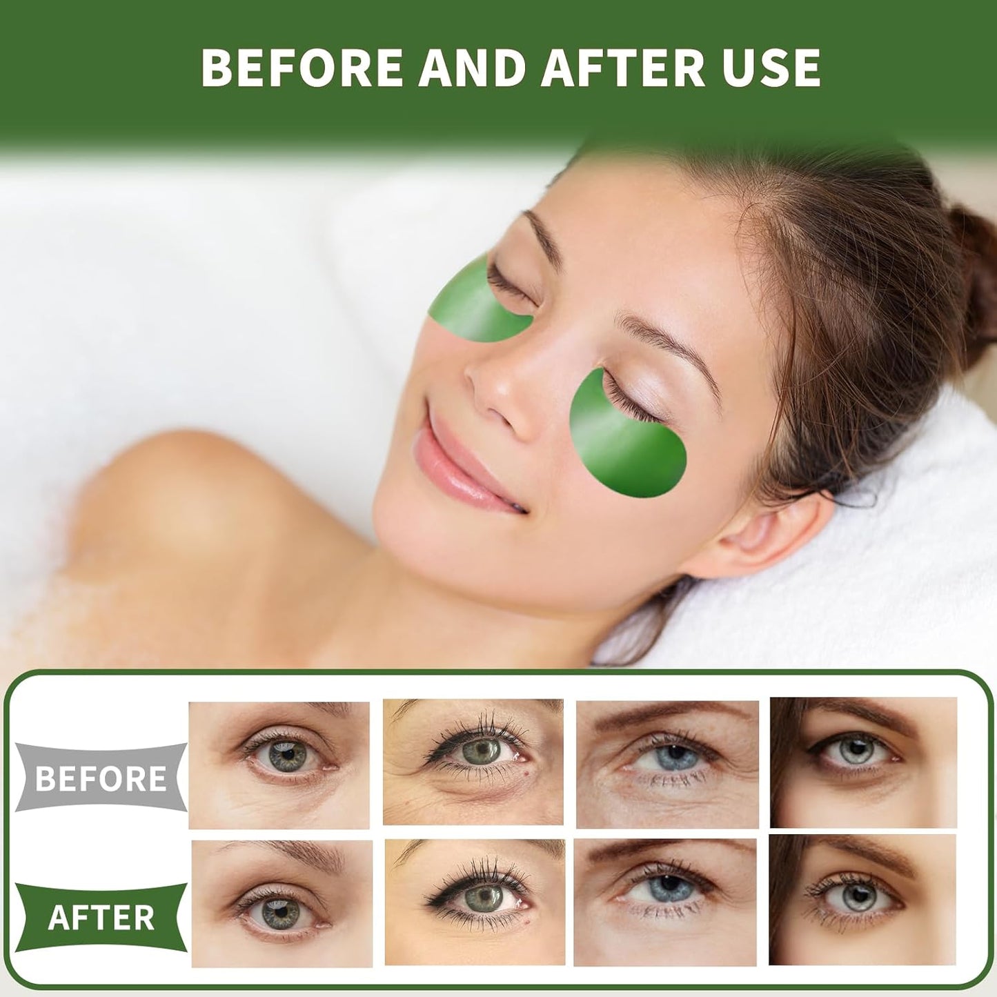 Under Eye Patches 70PCS, Green Tea Eye Patches for Puffy Eyes Treatment, Under Eye Masks for Dark Circles and Puffiness, Non-Irritating Eye Mask Skincare, Eye Gel Pads, Eyes Bags Treatment
