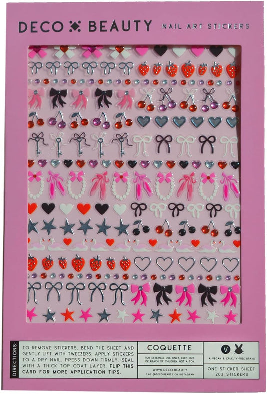 Coquette Nail Stickers - Lightweight & Easy-to-Apply Nail Art with Cute & Trendy Designs - Durable & Long-Lasting Nail Stickers for Women, Ideal for DIY Manicures