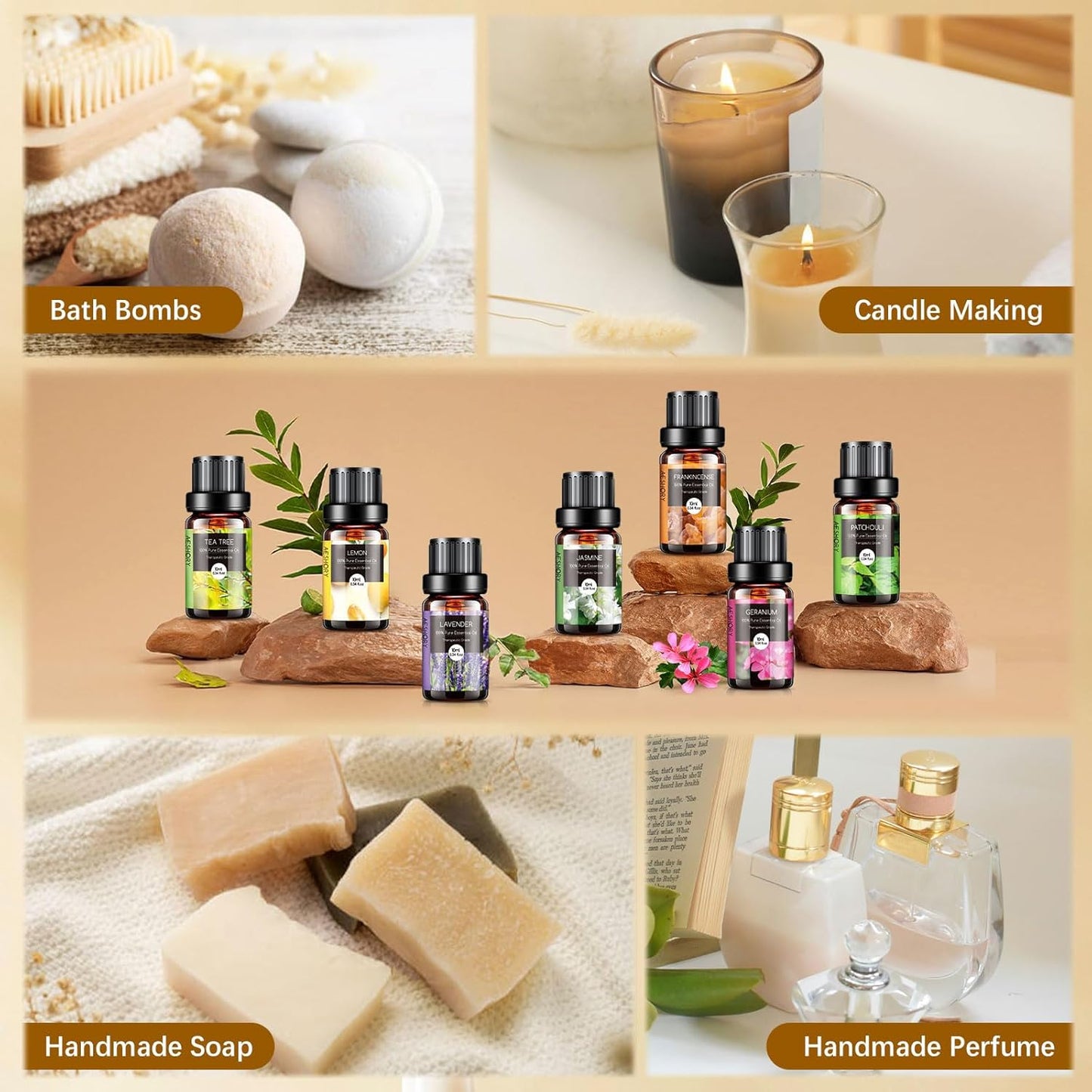 Essential Oils Set, 20x10ml Aromatherapy Essential Oil Kit for Diffuser, Humidifier, Massage, Skin & Hair Care - Lavender, Eucalyptus, Tea Tree, Sweet Orange, Lemongrass and Peppermint