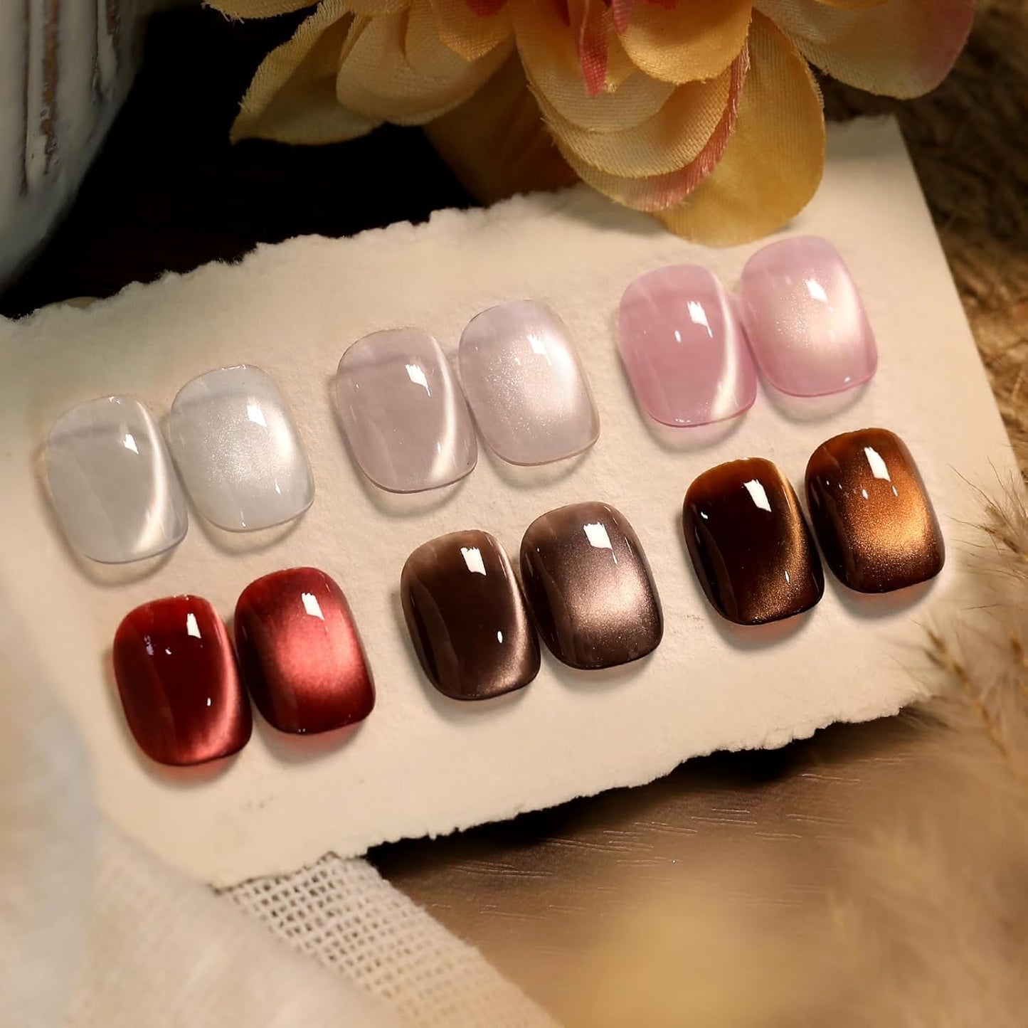 Born Pretty Cat Magnetic Eye Gel Nail Polish, 6 Colors Retro Magnetic Glitter Gel Polish Set Silver Pink Red Nail Polish Kit Soak Off LED Nail Art DIY Salon Gift